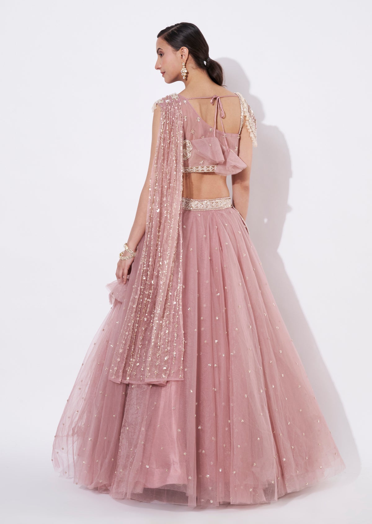 Onion Pink Net Crop top Set