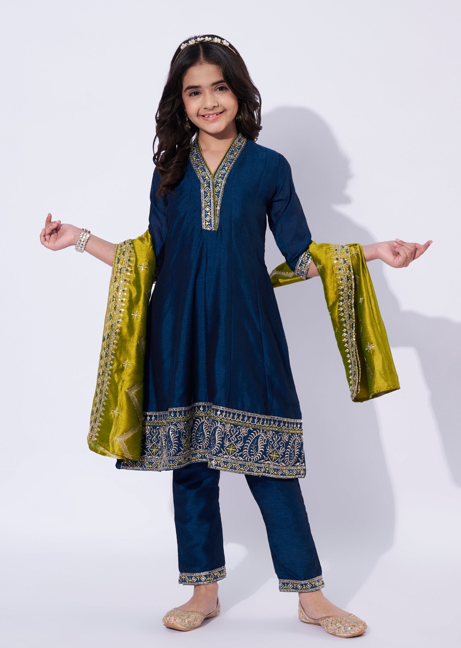 Blue Silk Girls Anarkali