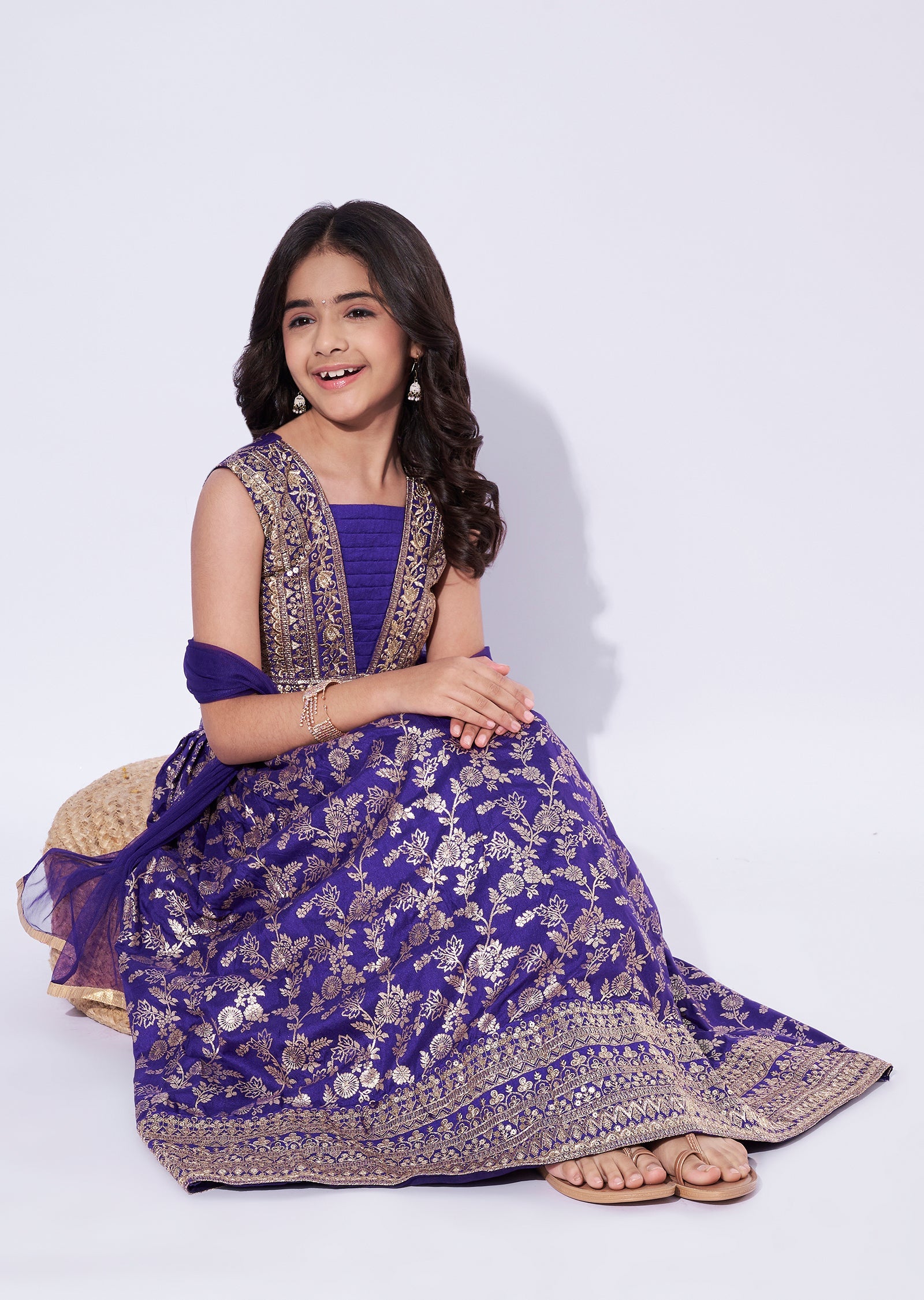 Purple Banaras Girls Sharara