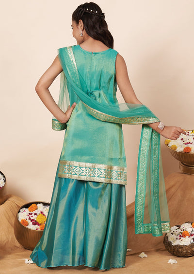 Sea Green Banaras Girla Gharara