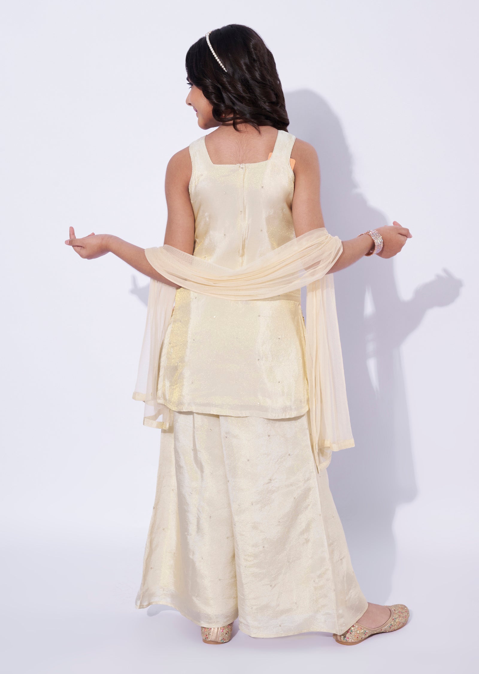 Gold Tissue Girls Sharara