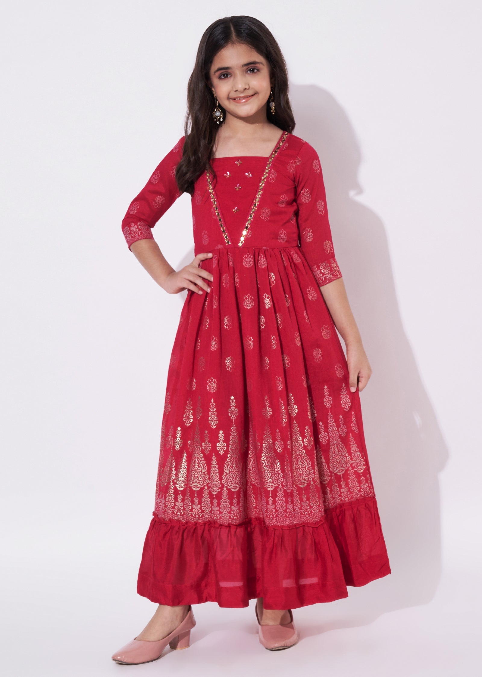 Magenta Silk Ethnic Gown