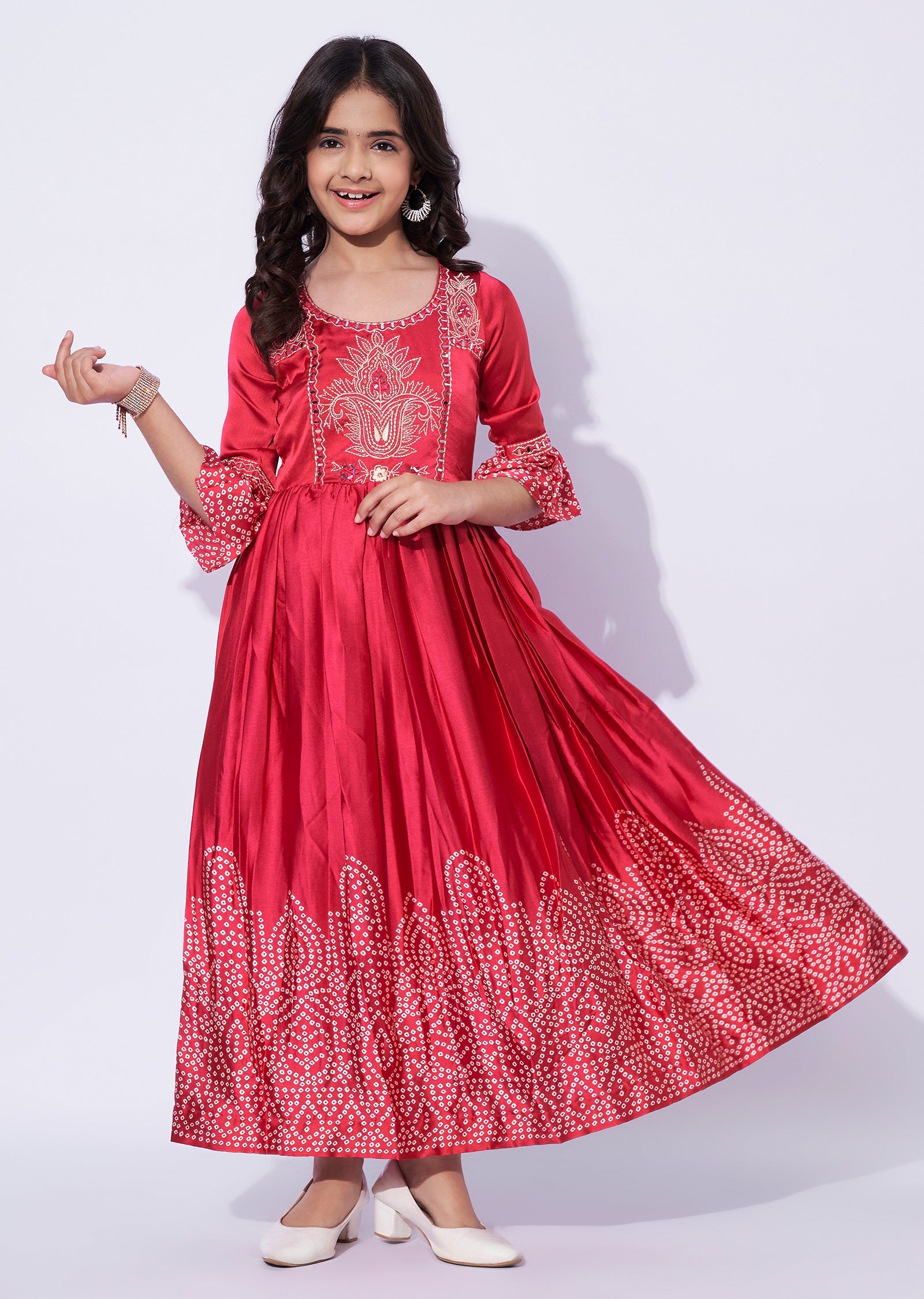 Pink Satin Girls Gown