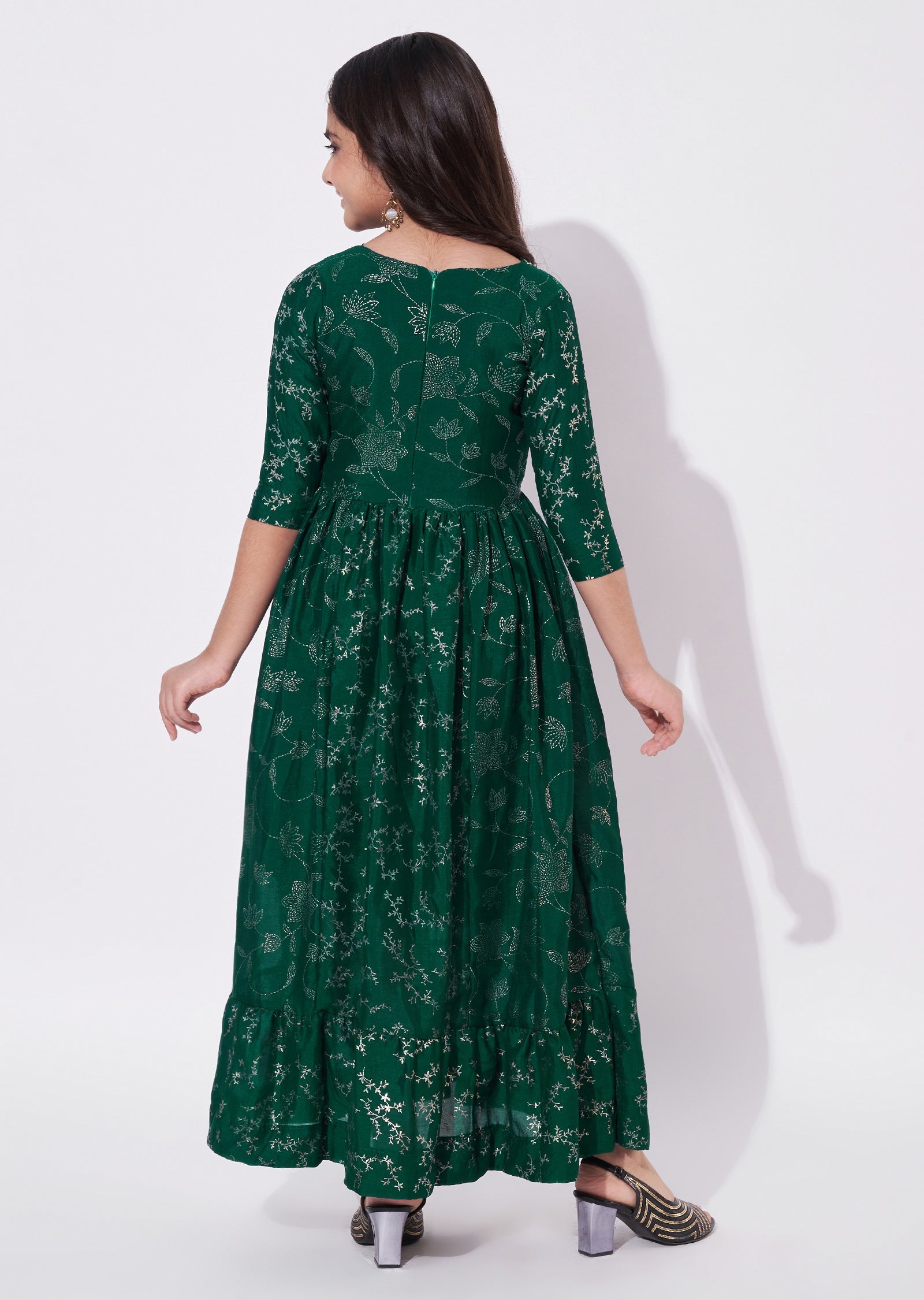 Green Georgette Ethnic Gown
