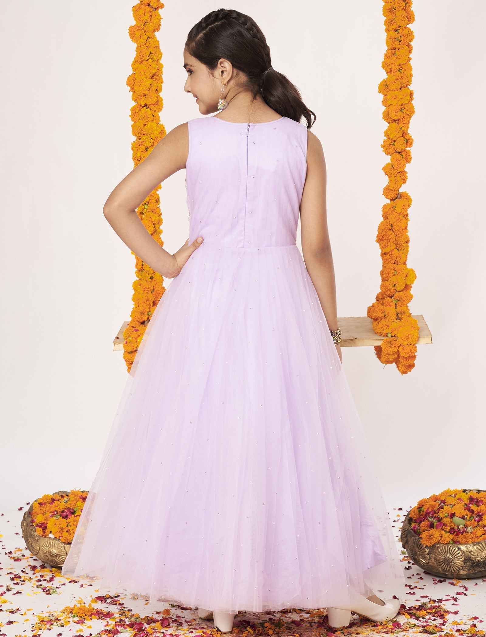Lavender Net Ethnic Gown