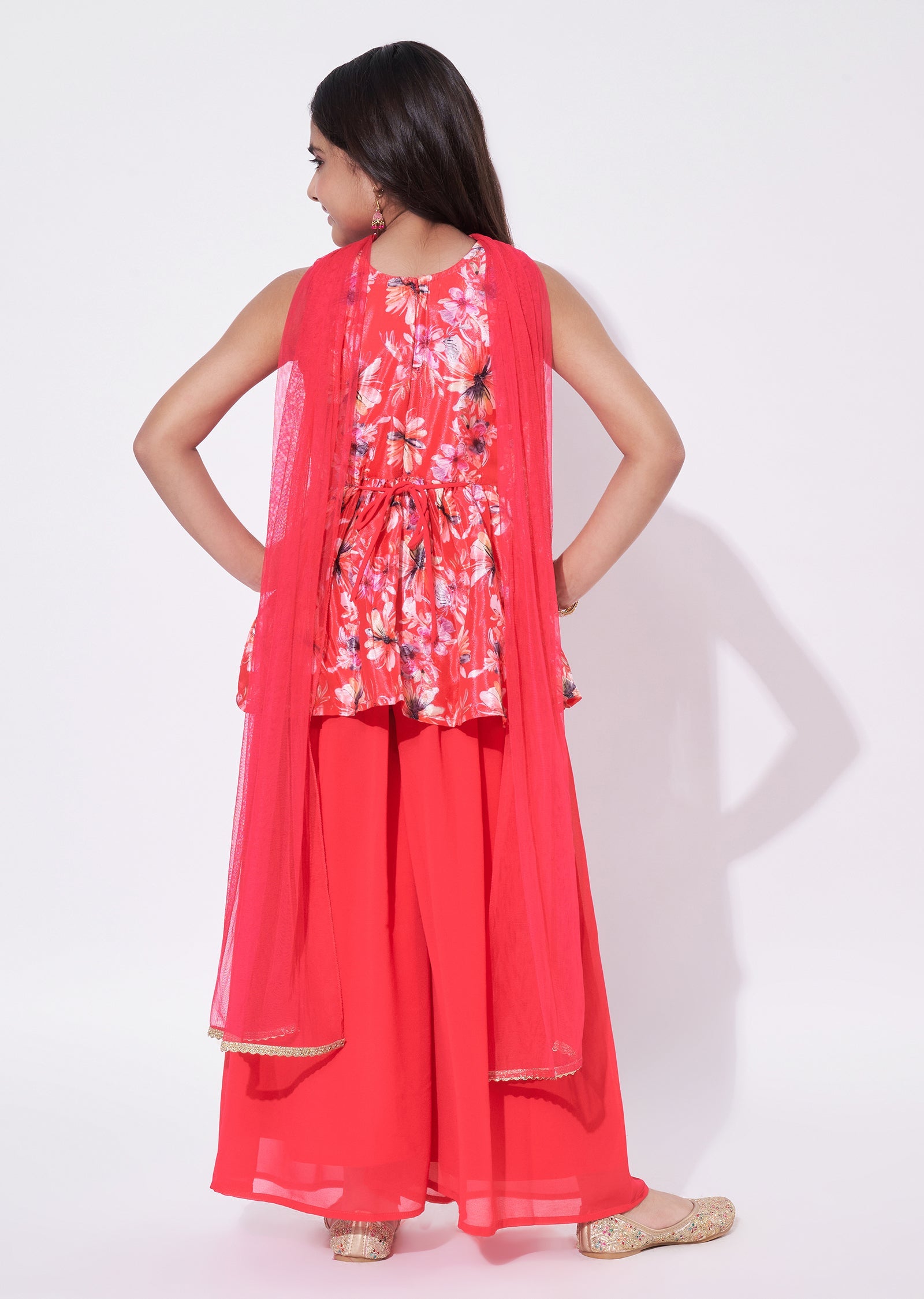 Coral Chinnon Gharara Set