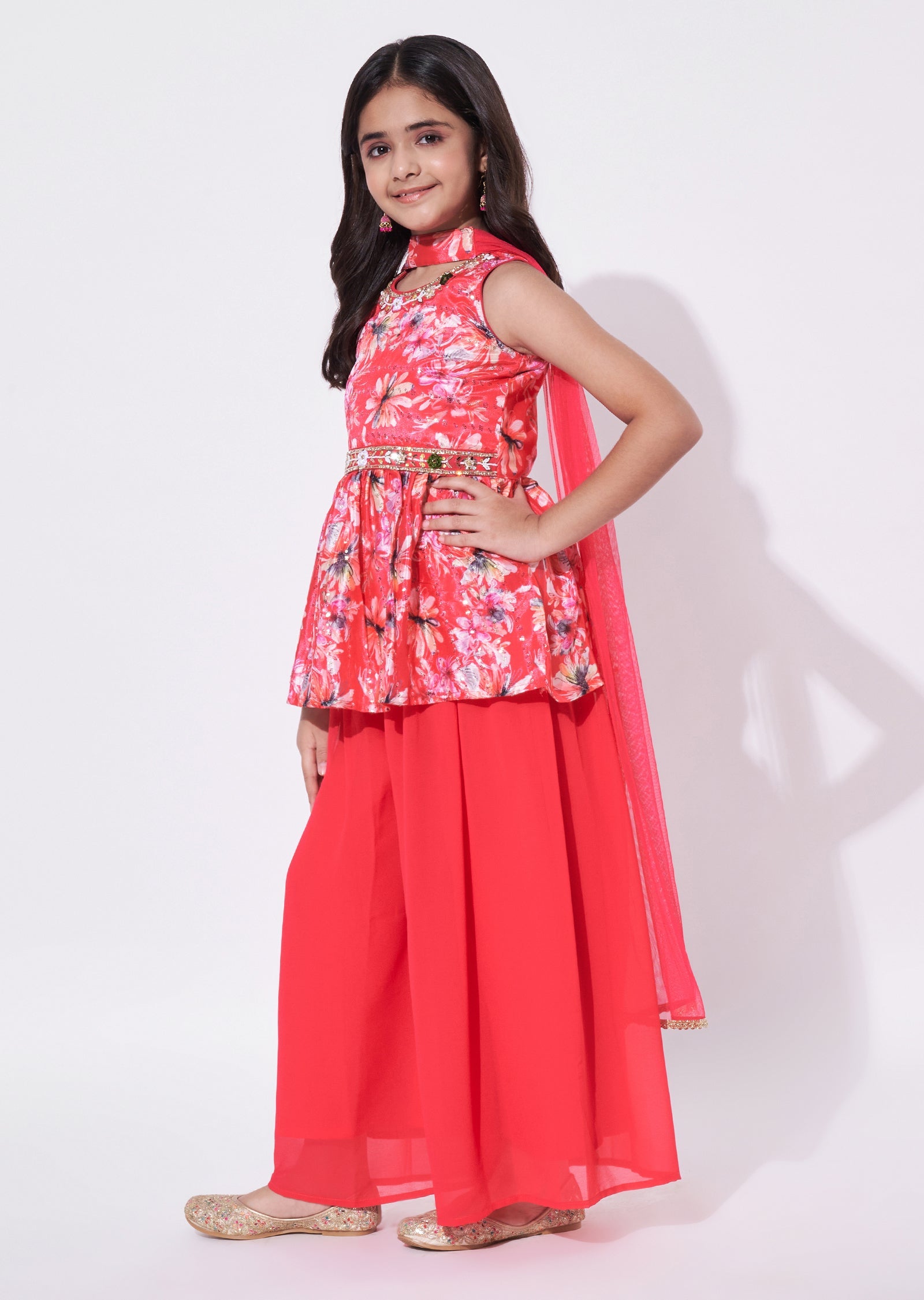 Coral Chinnon Gharara Set
