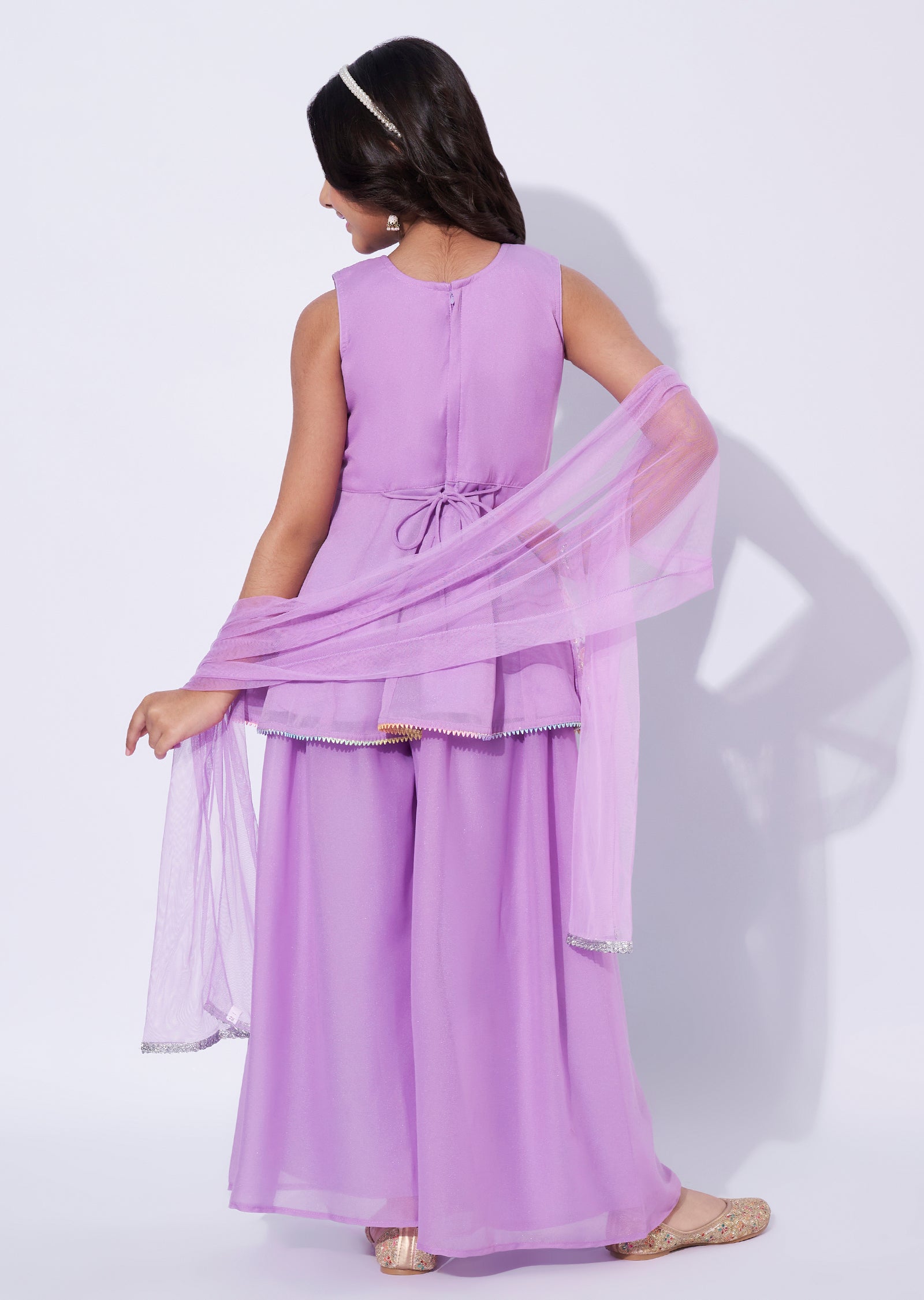 Lavender Georgette Girls Sharara