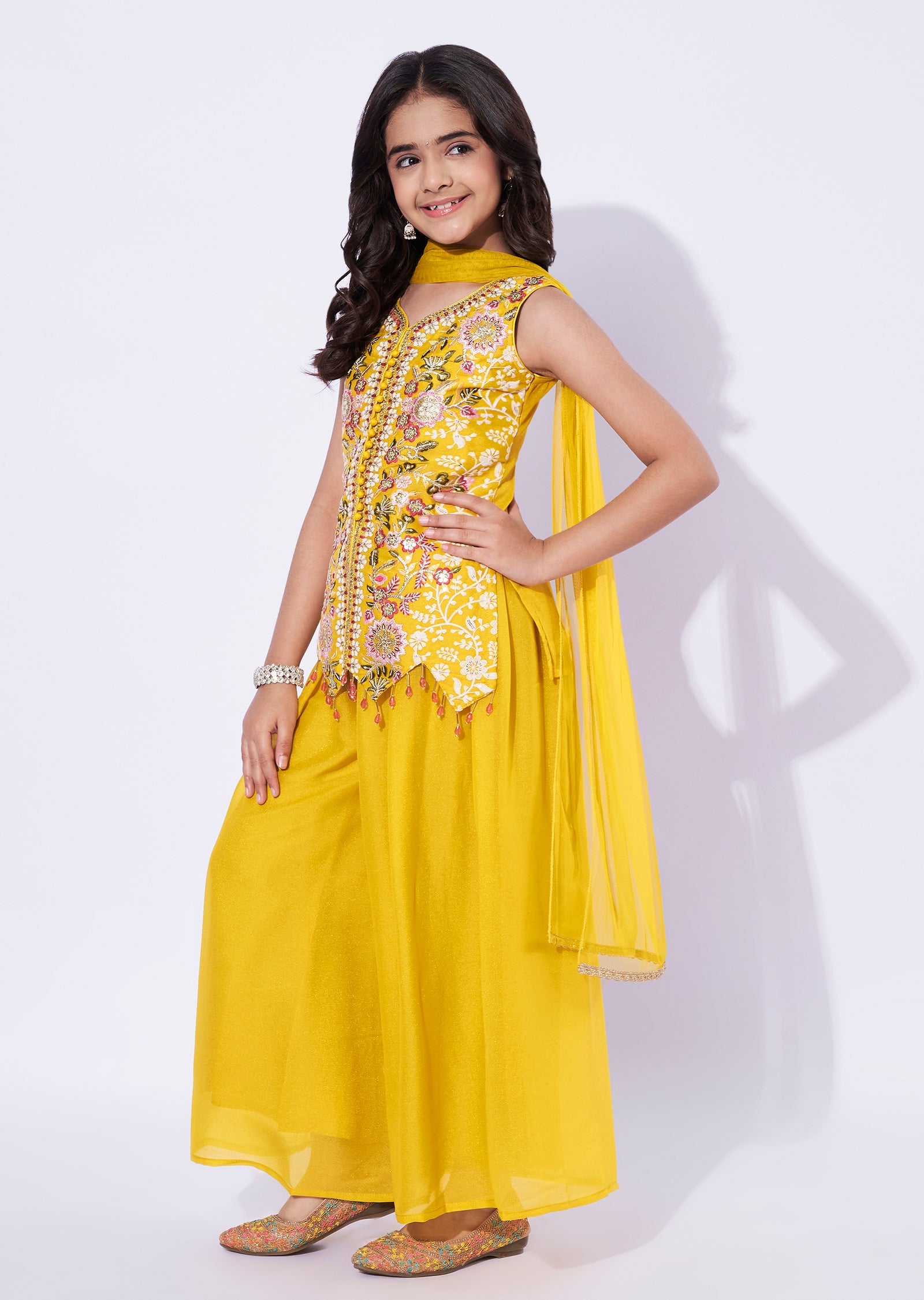 Yellow Georgette Girls Sharara