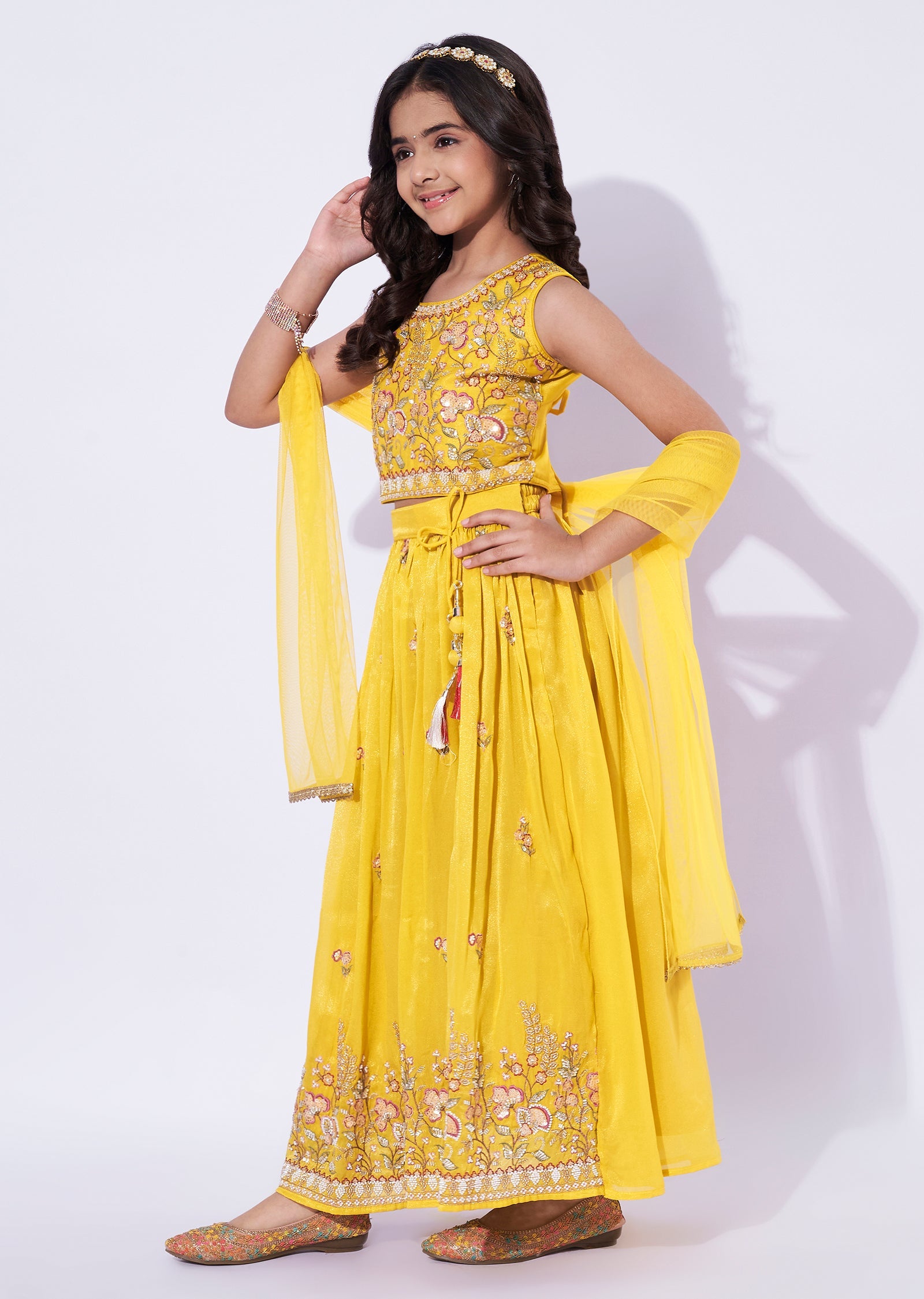 Yellow Tissue Girls Sharara