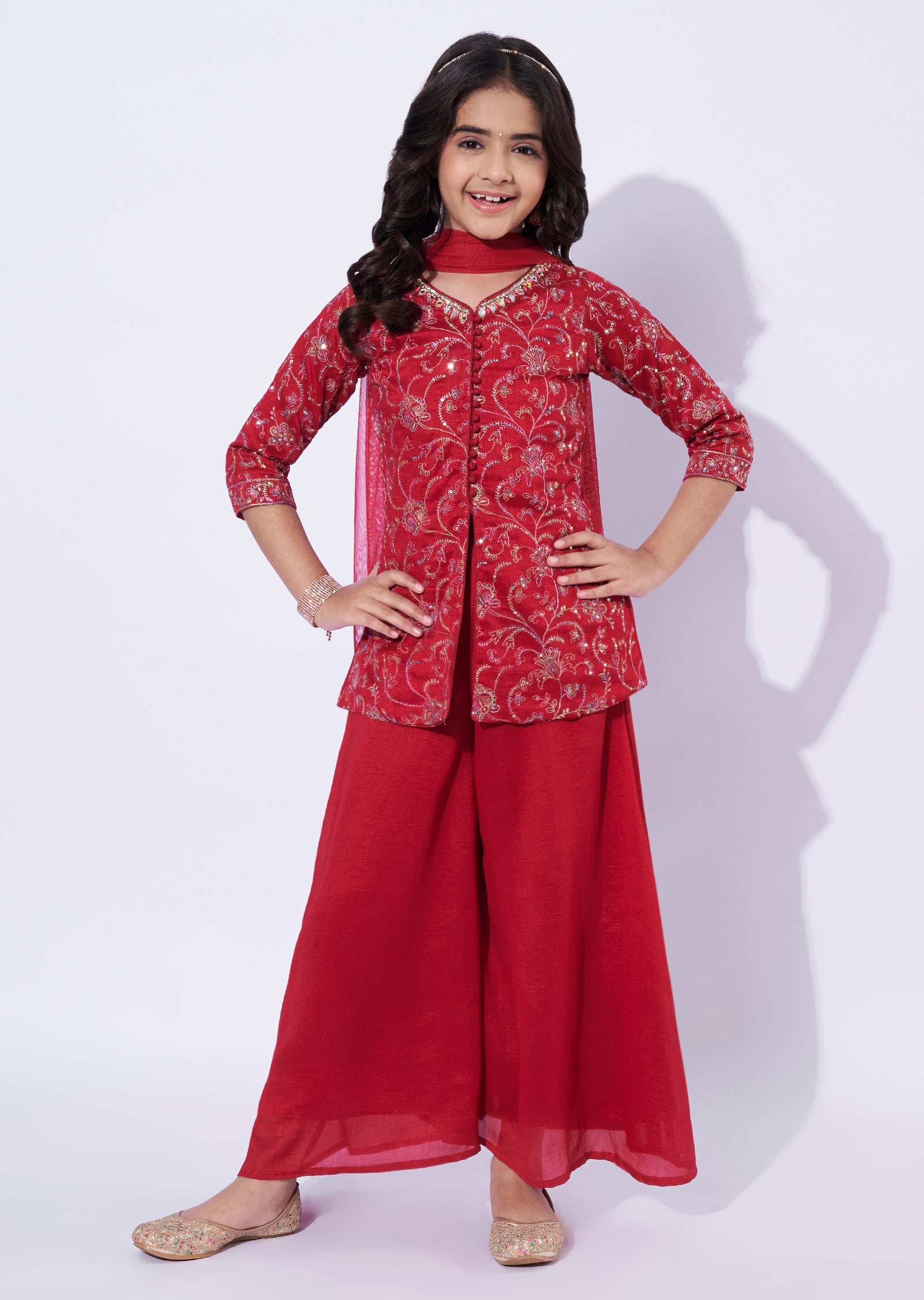 Magenta Silk Girls Sharara