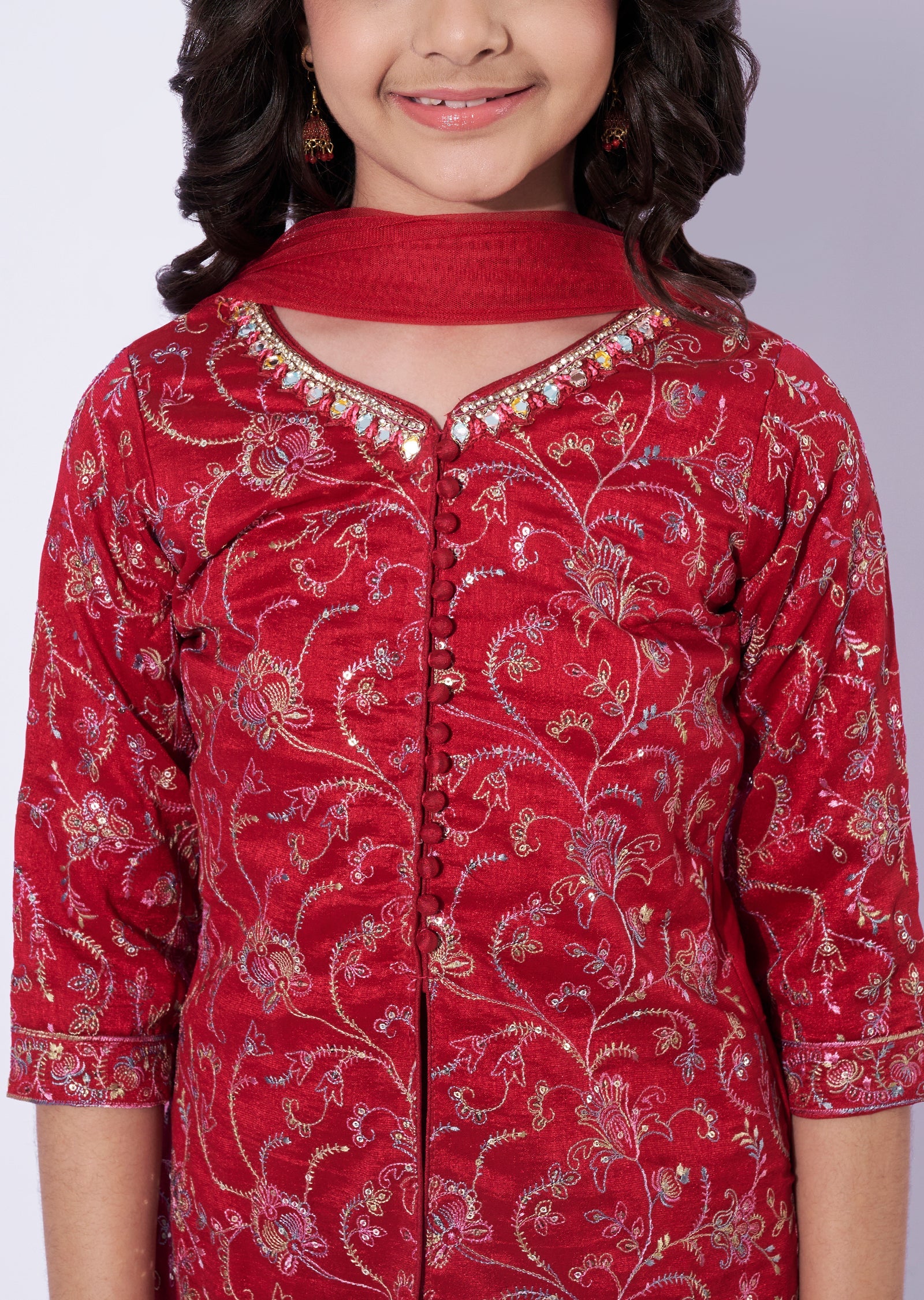 Magenta Silk Girls Sharara