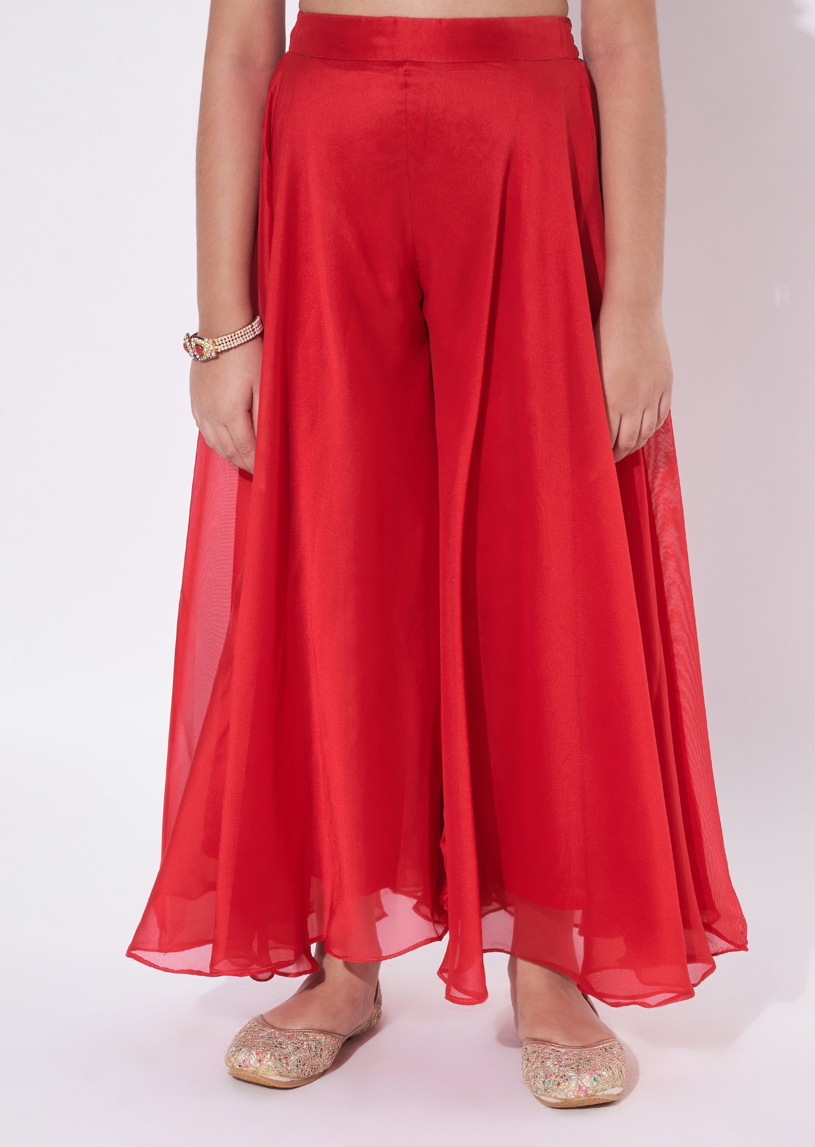 Red Muslin Gharara Set