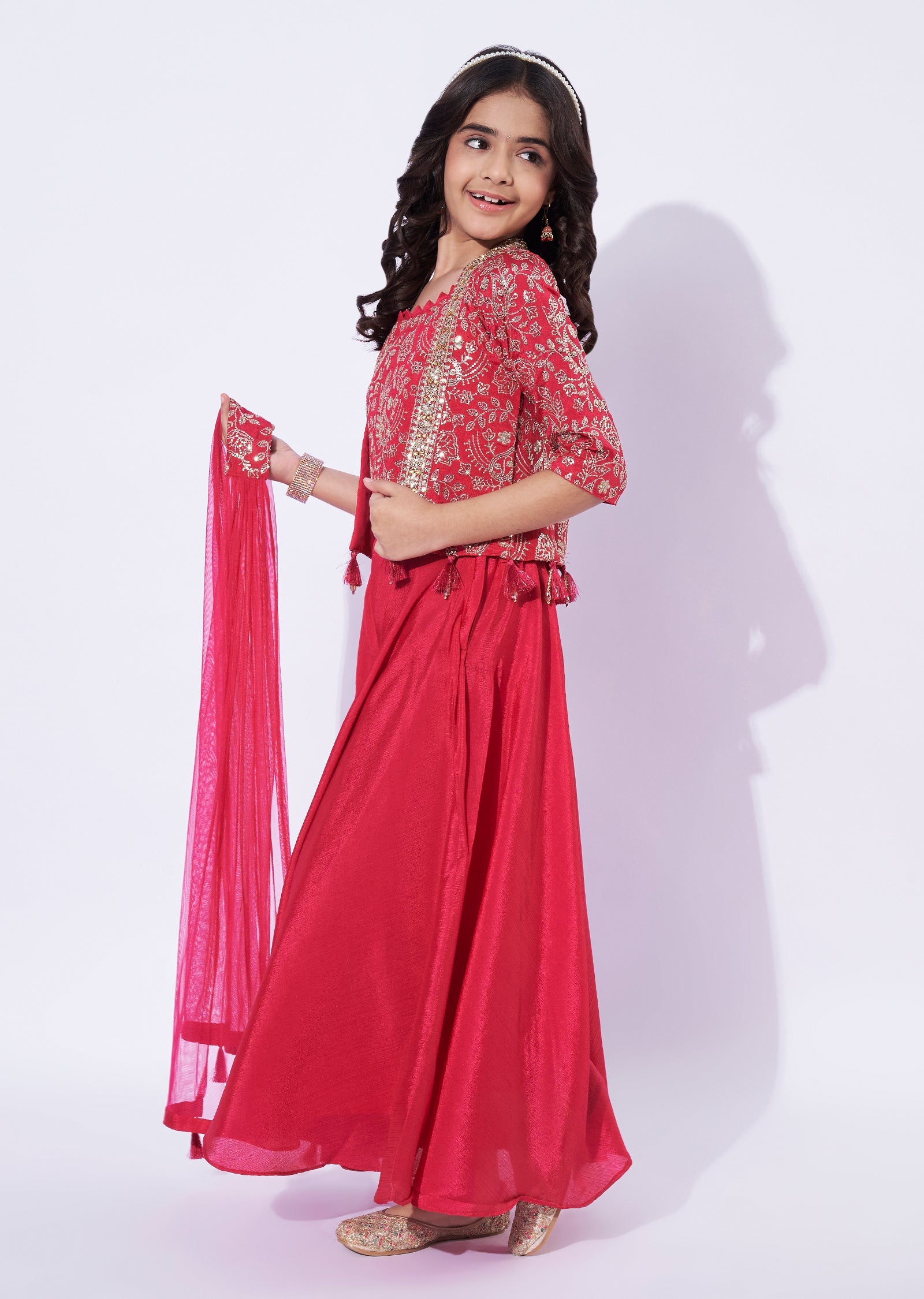 Pink Chinnon Girls Sharara