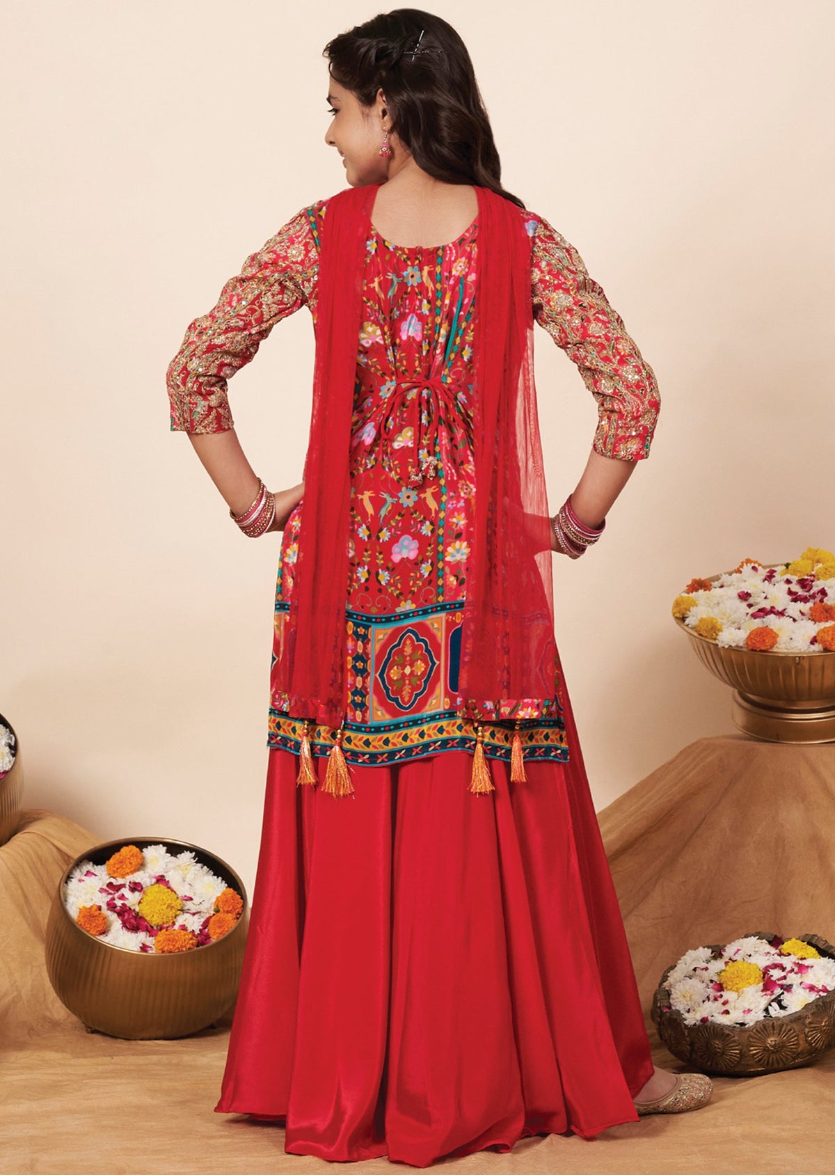 Red Silk Girla Gharara