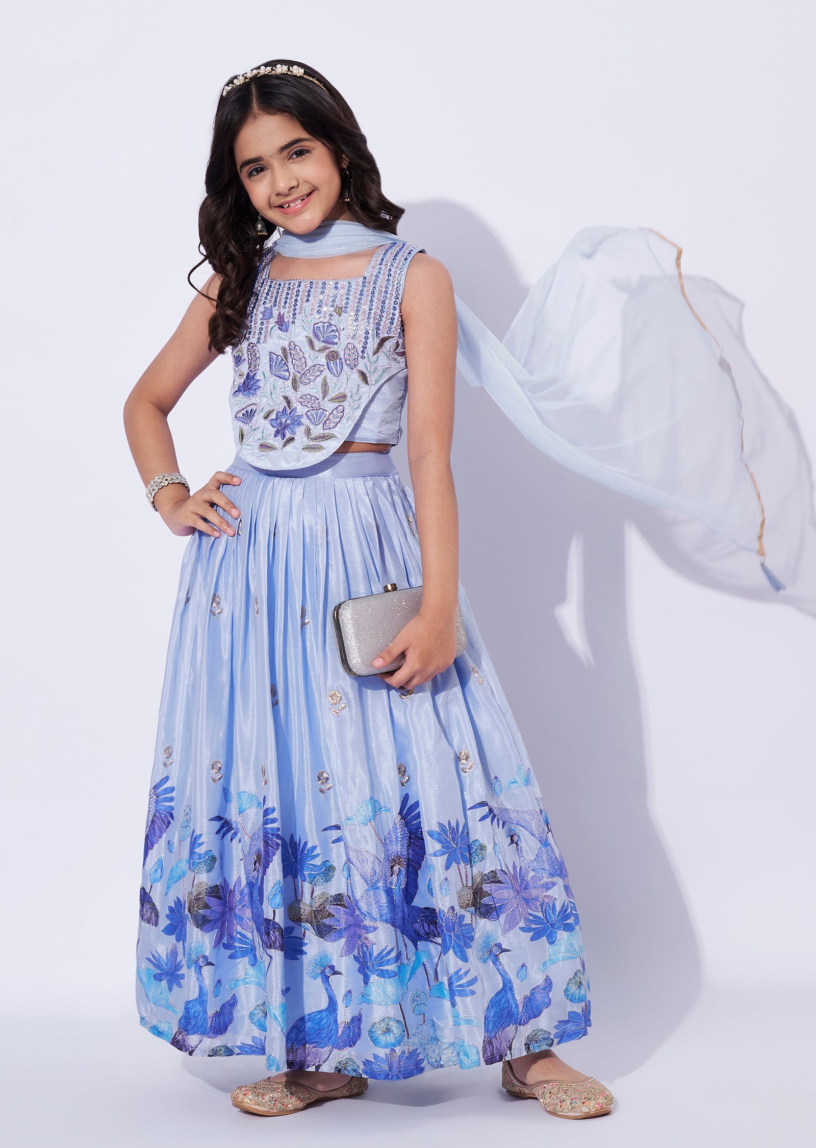 Blue chinnon Girls Sharara