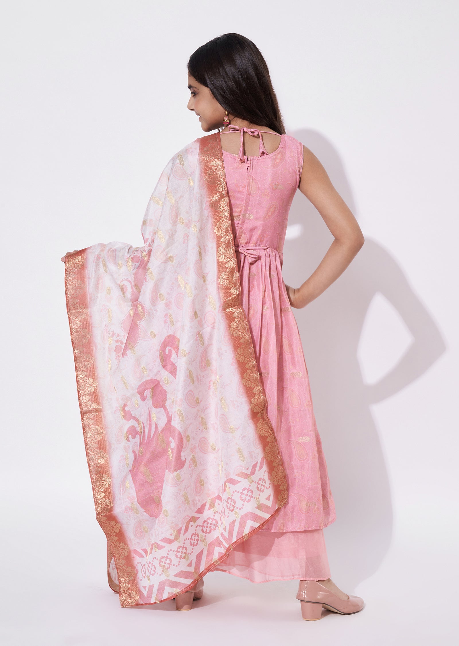 Pink Silk Anarkali Set - Long