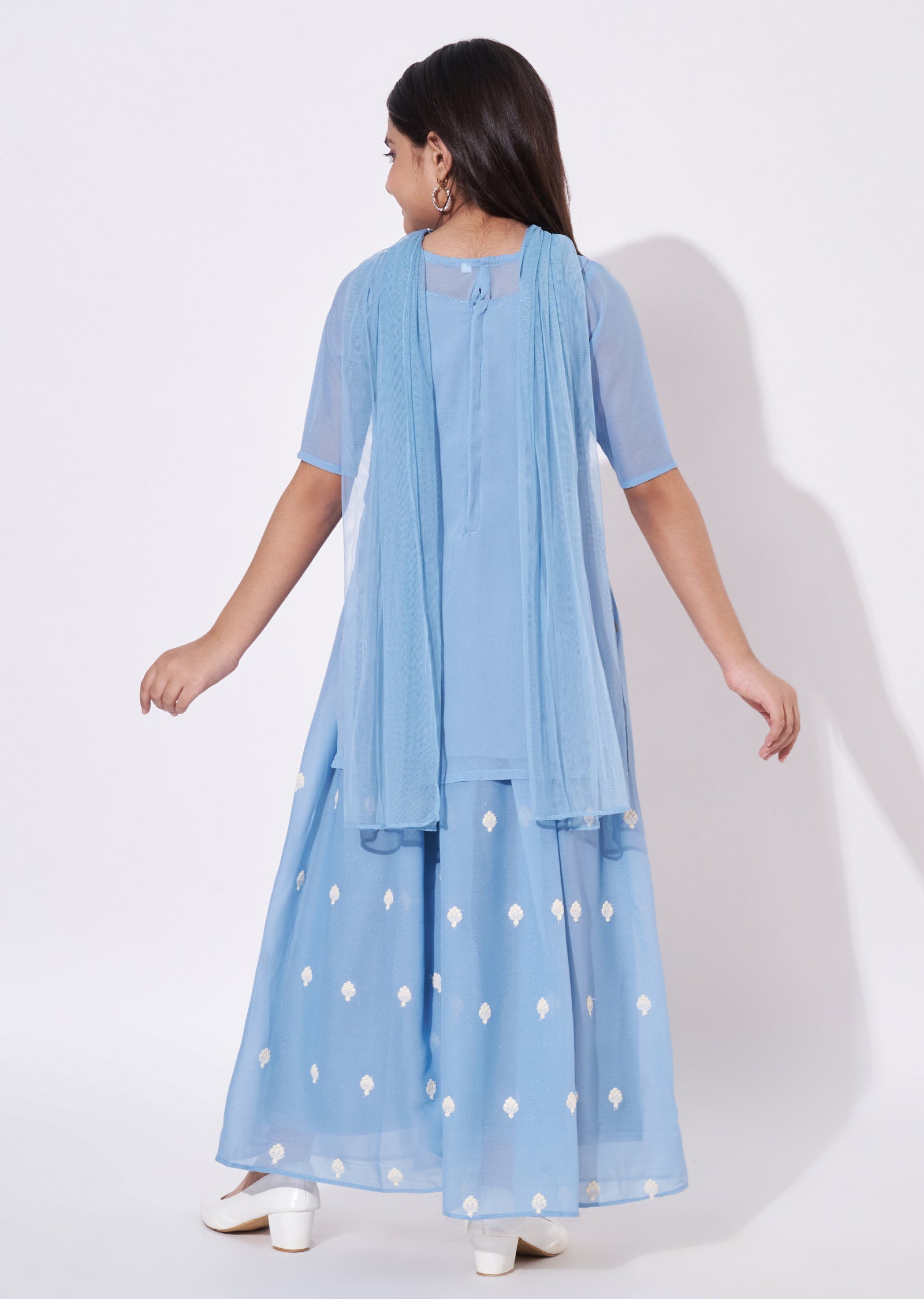 Sky Blue Georgette Gharara Set
