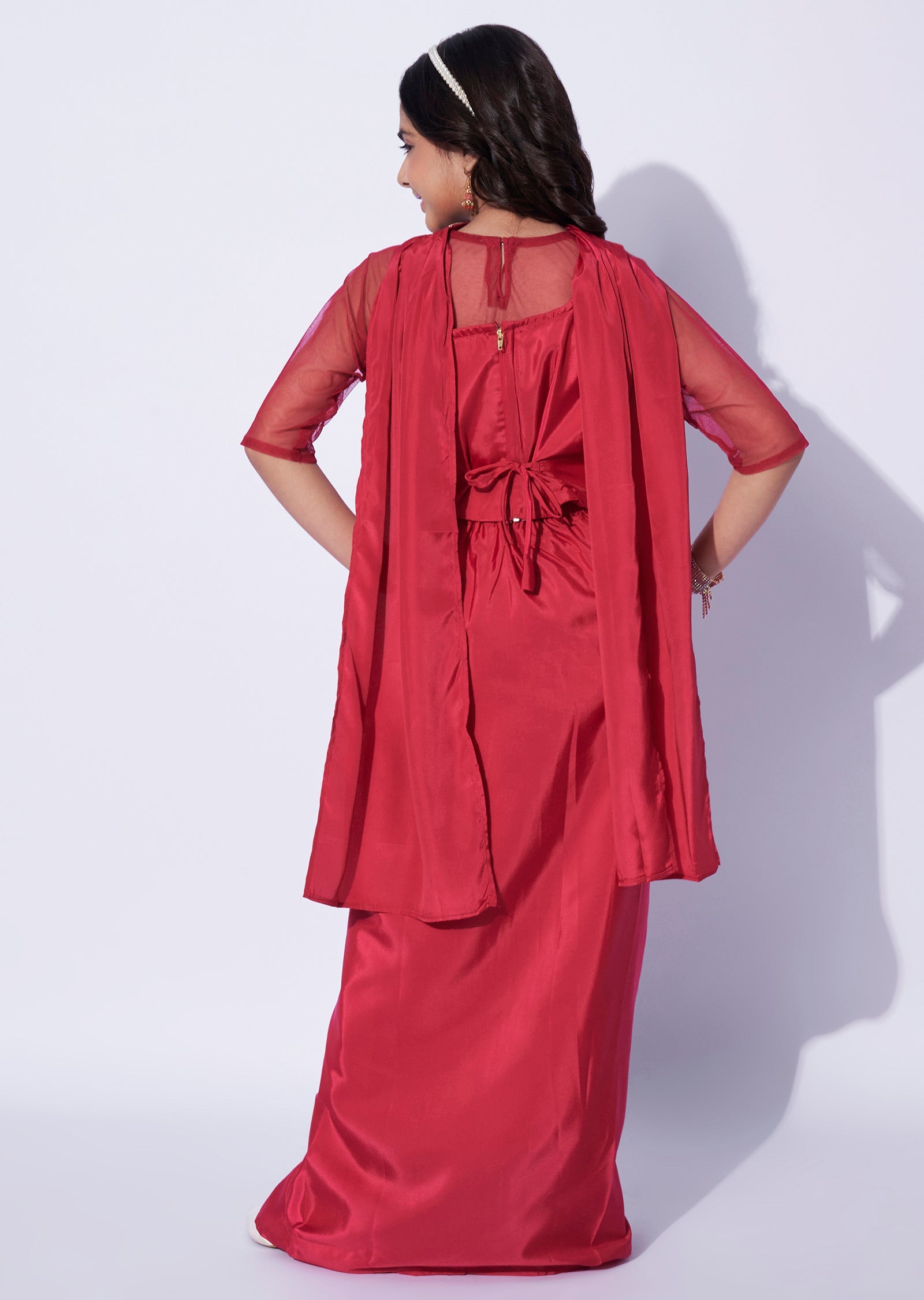 Magenta Crepe Girls Sharara
