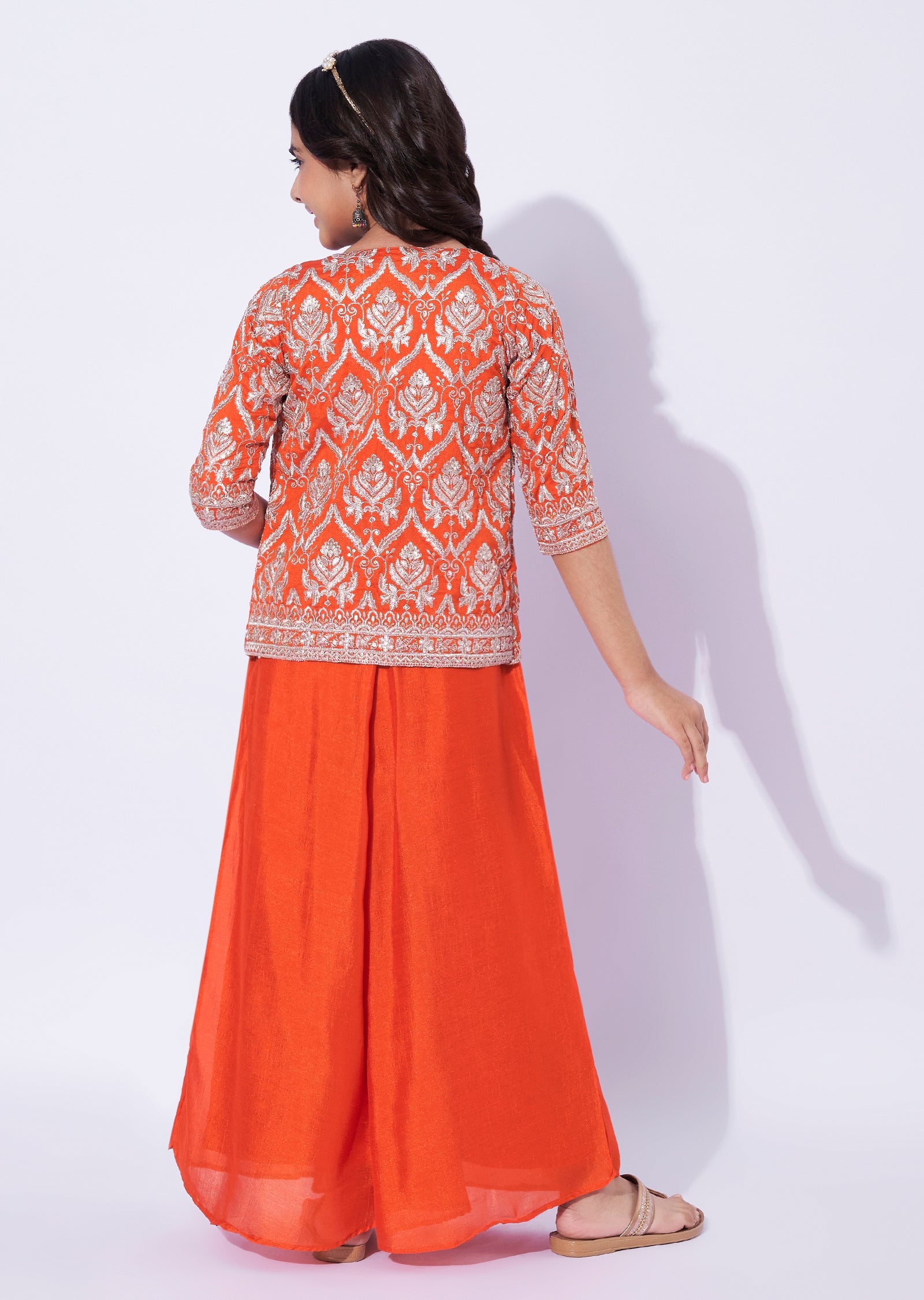 Orange Silk Girls Sharara
