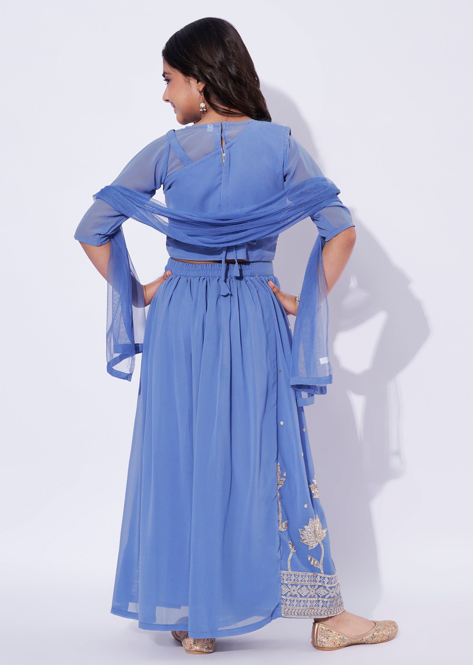 Blue Georgette Girls Sharara