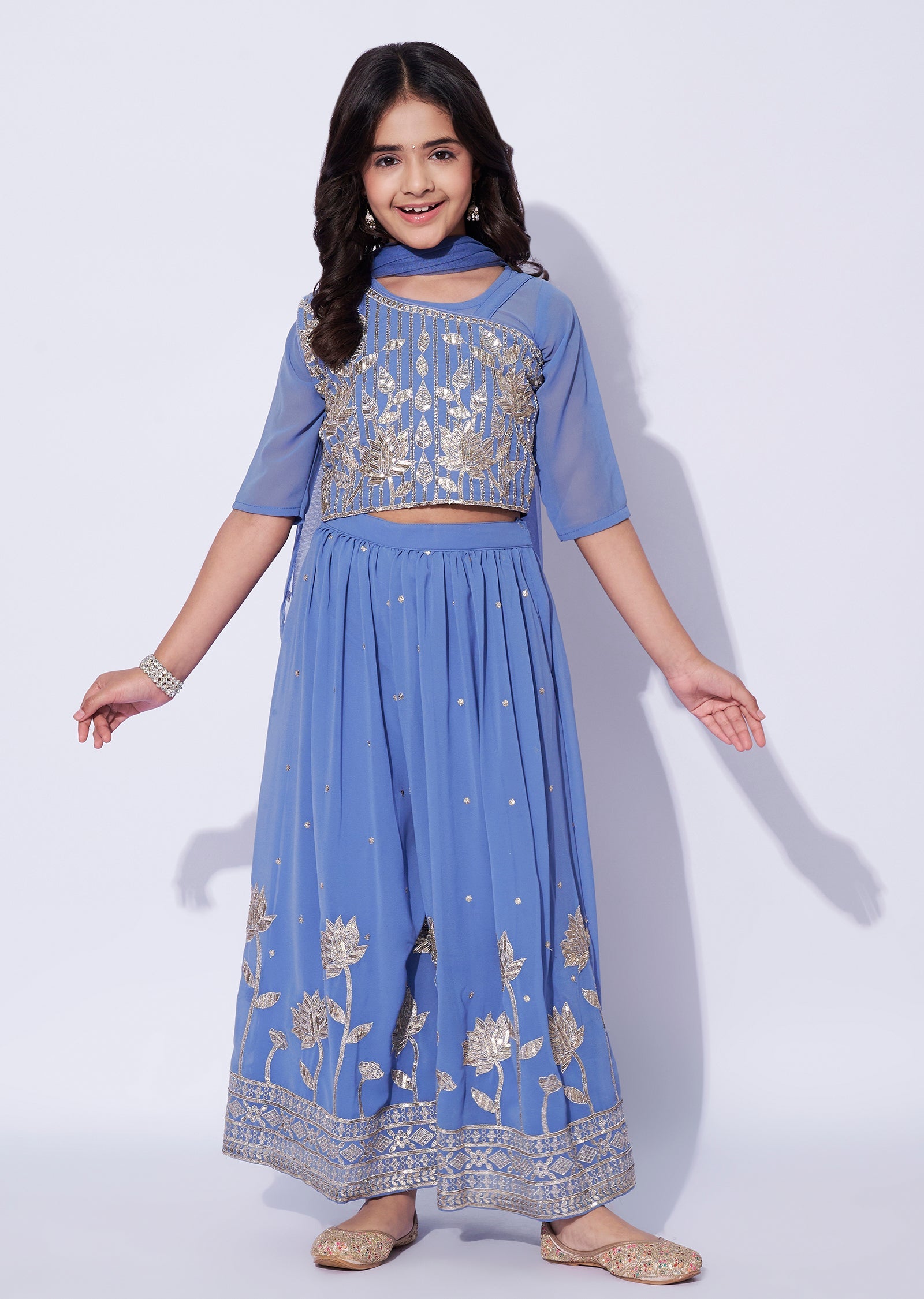 Blue Georgette Girls Sharara