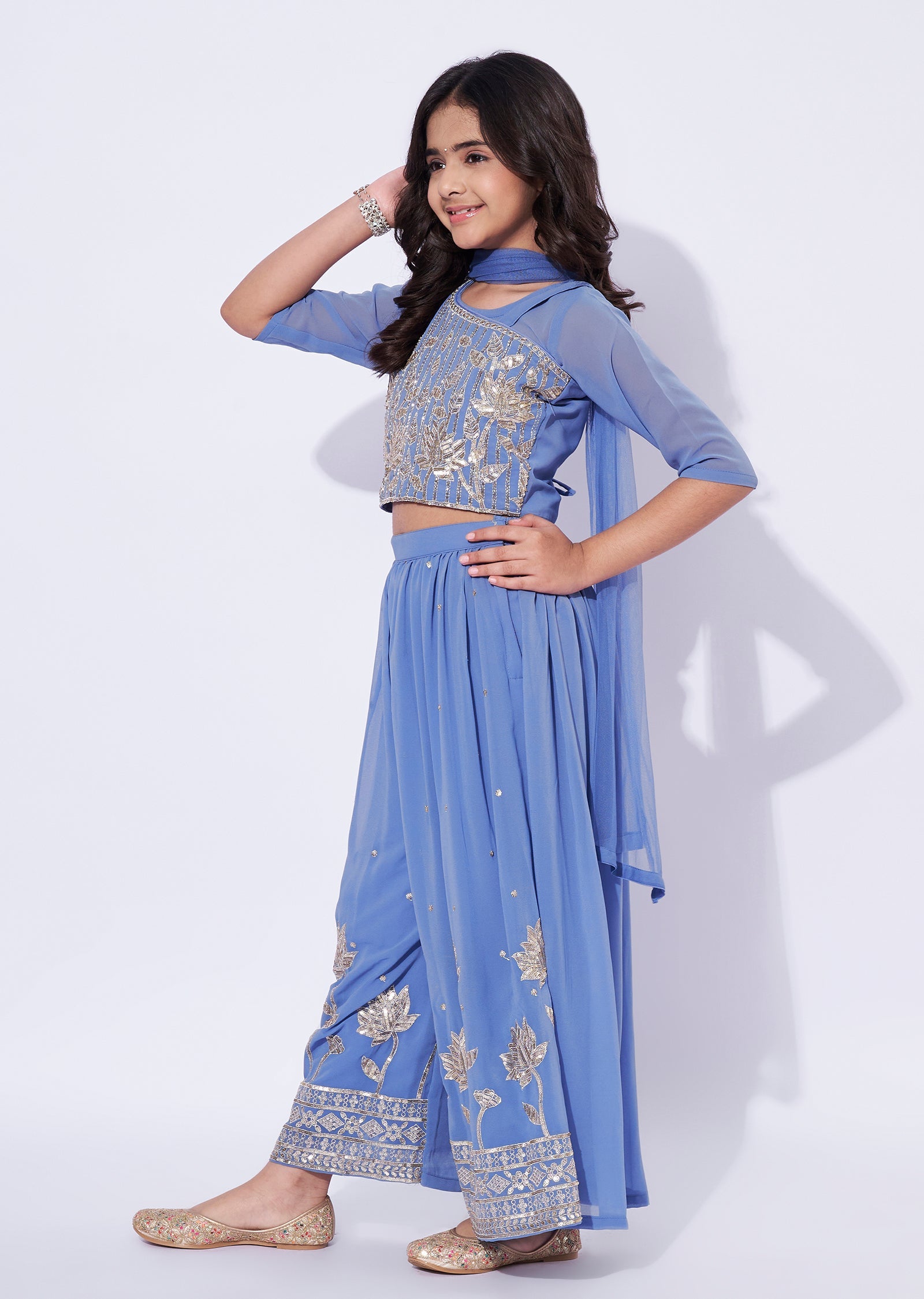 Blue Georgette Girls Sharara