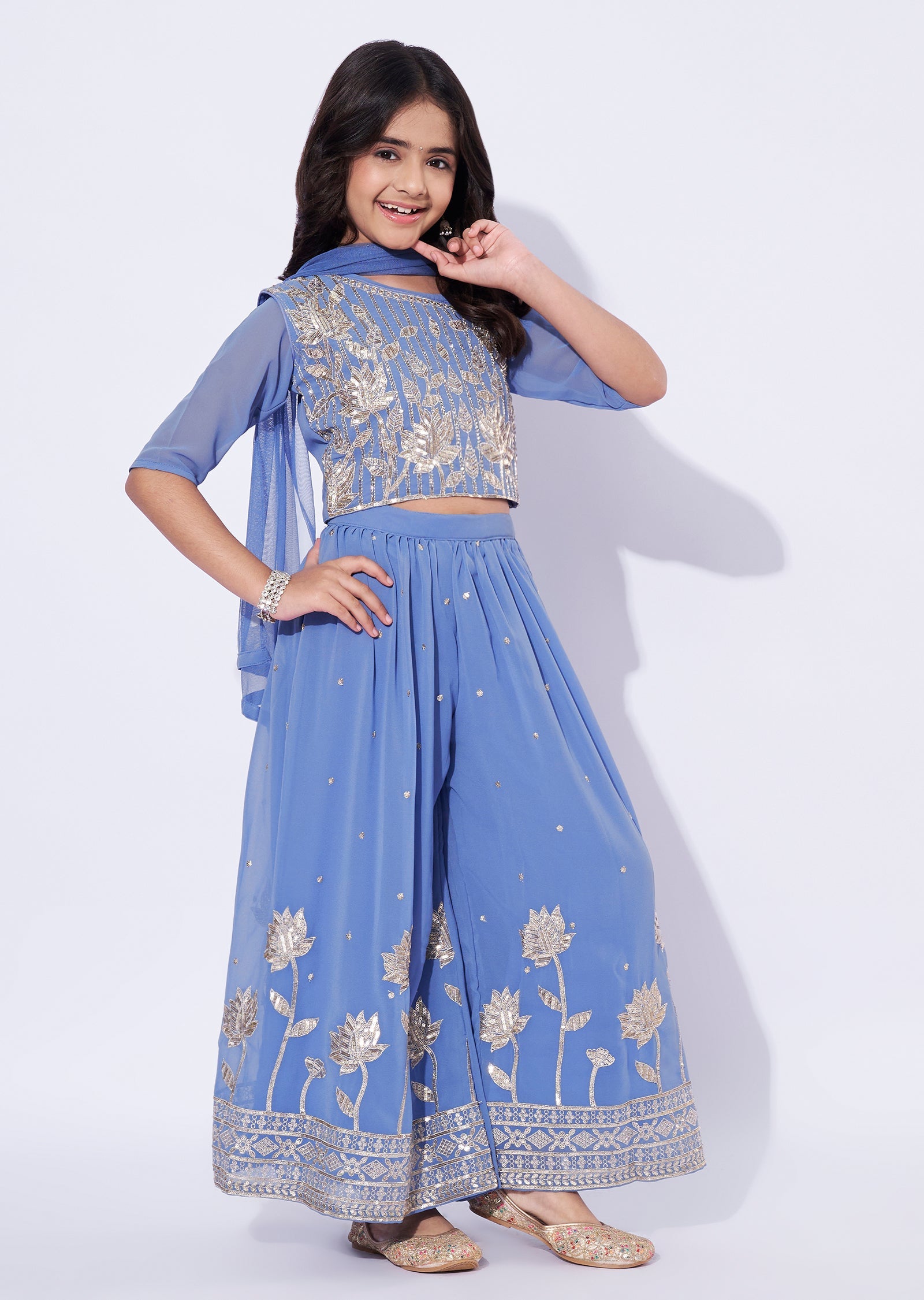 Blue Georgette Girls Sharara