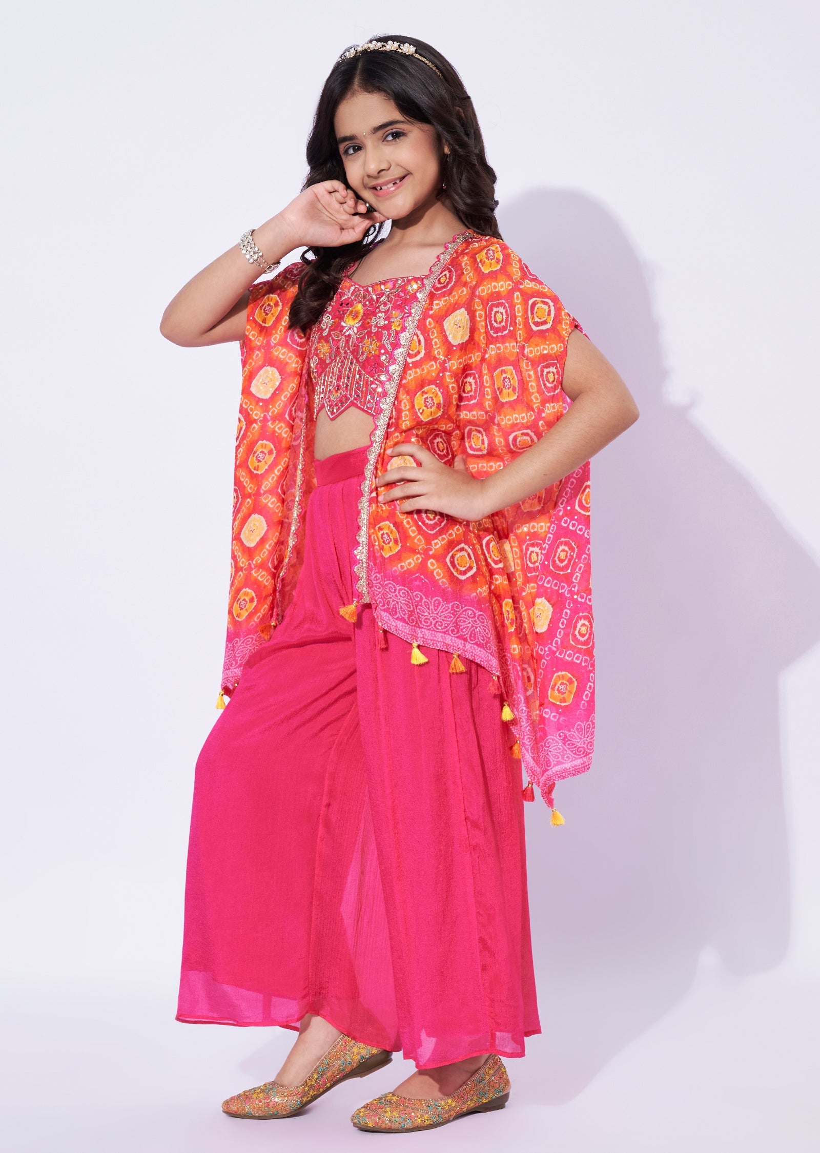 Rani Pink Chinnon Girls Sharara