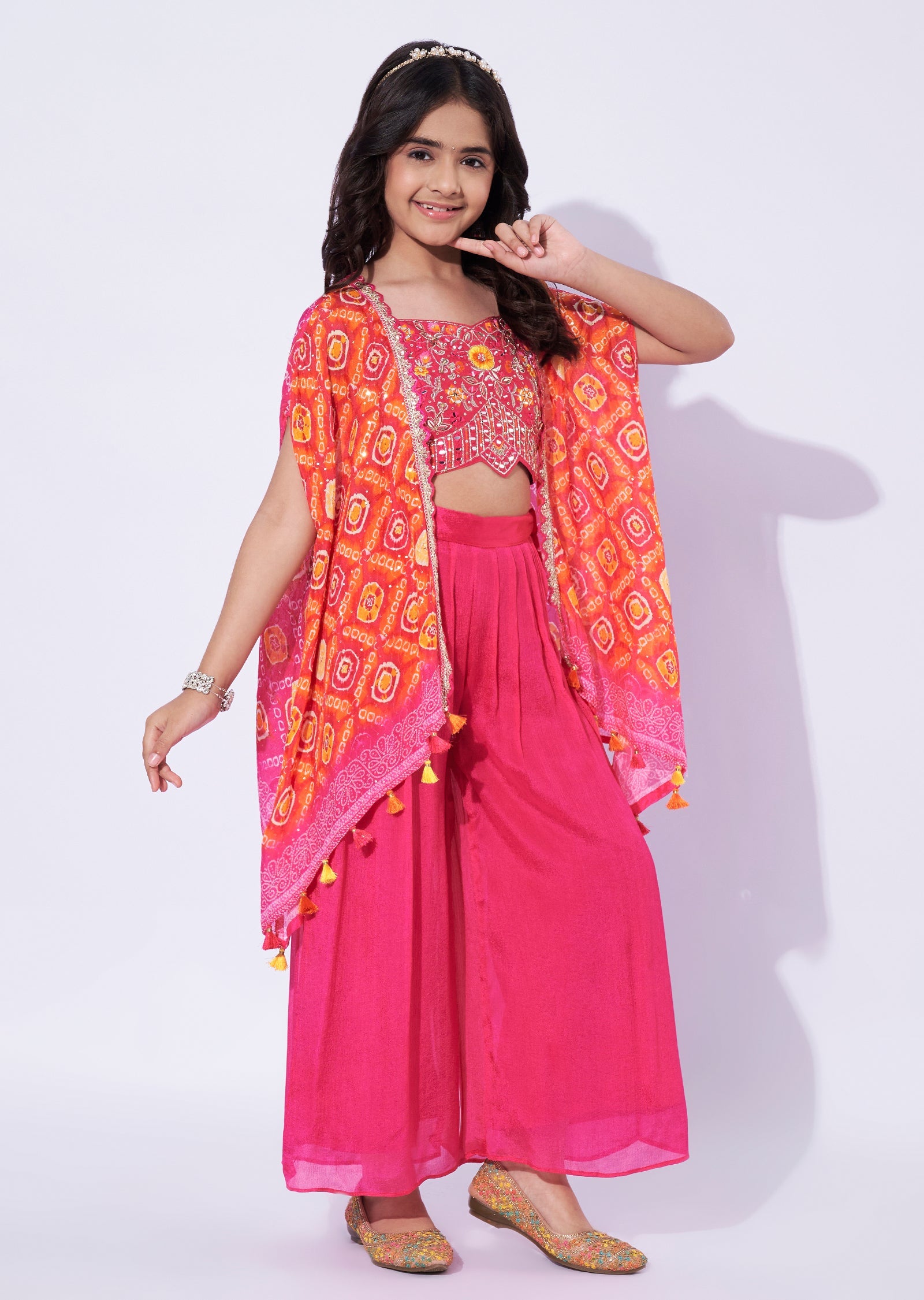 Rani Pink Chinnon Girls Sharara
