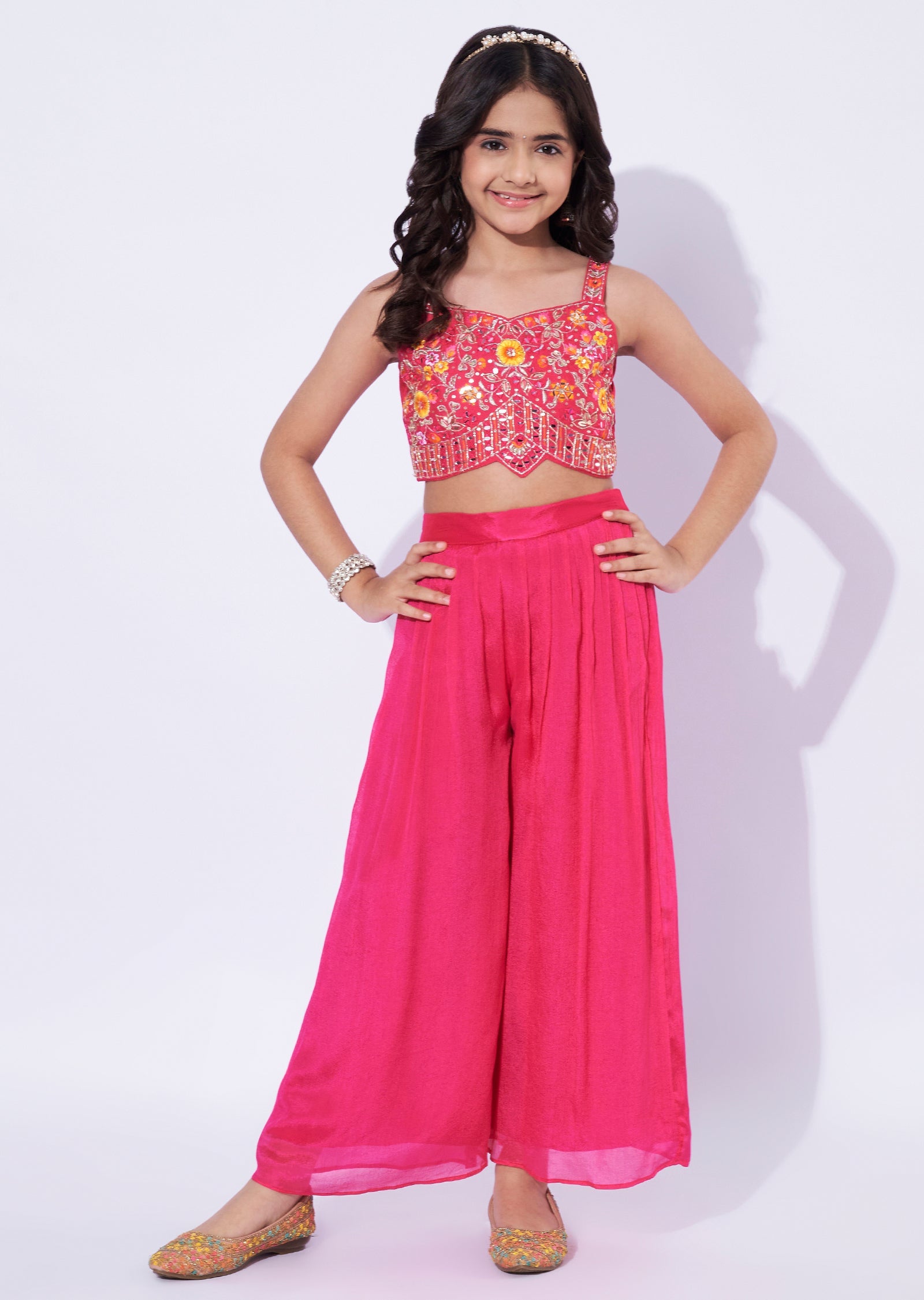 Rani Pink Chinnon Girls Sharara
