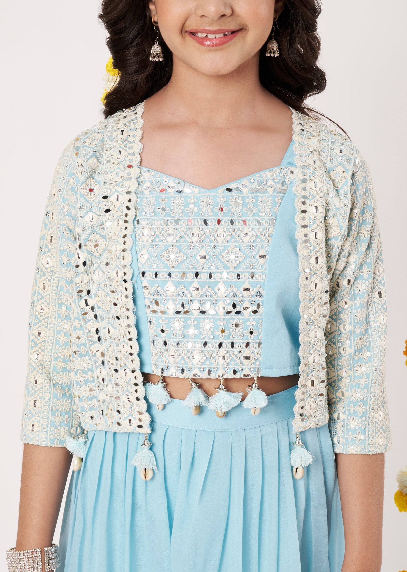 Blue Georgette Girls Gharara