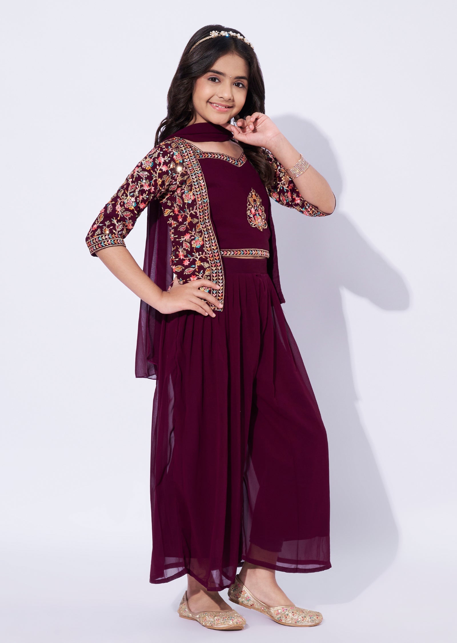 Wine Girls Sharara Set