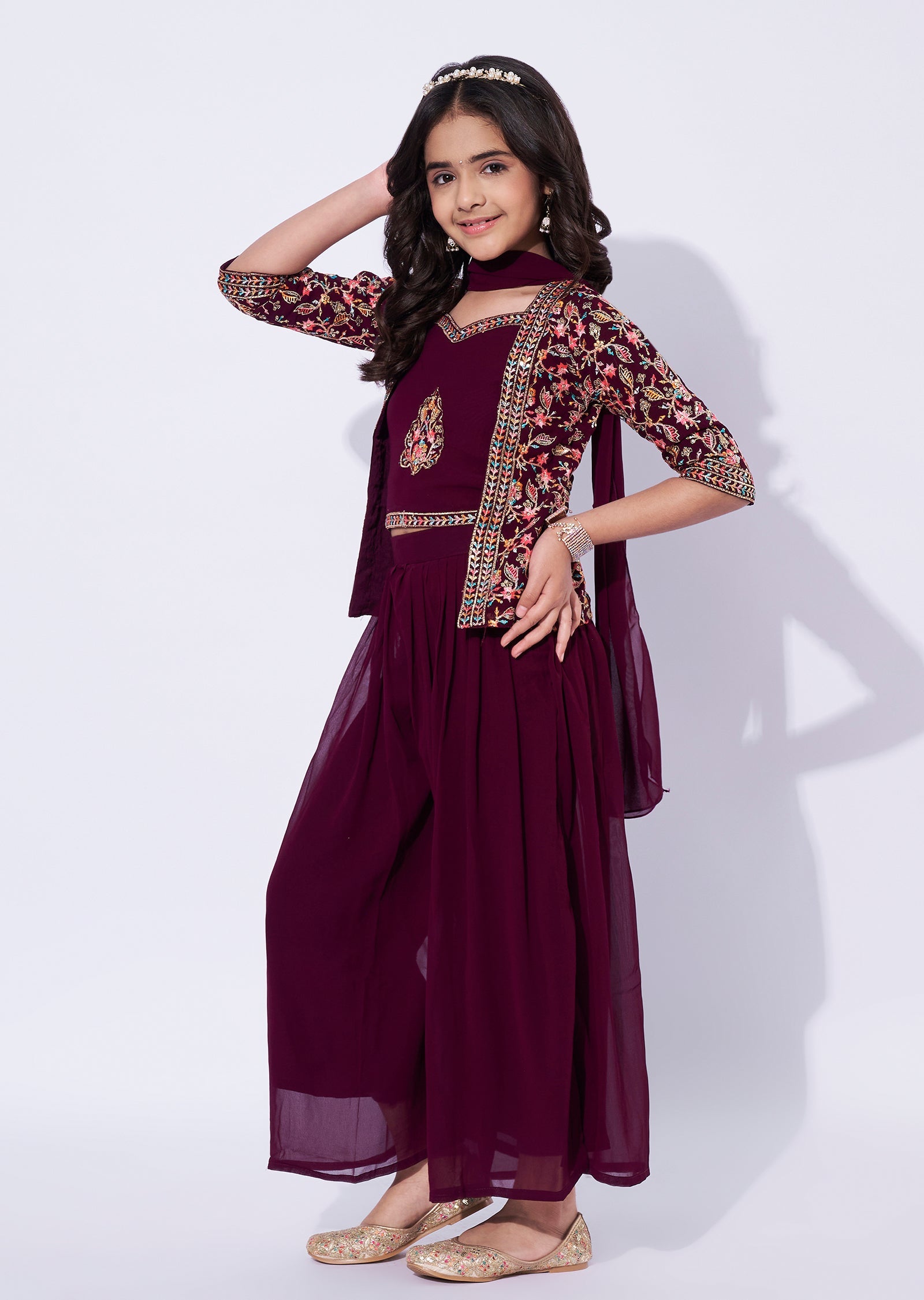 Wine Girls Sharara Set