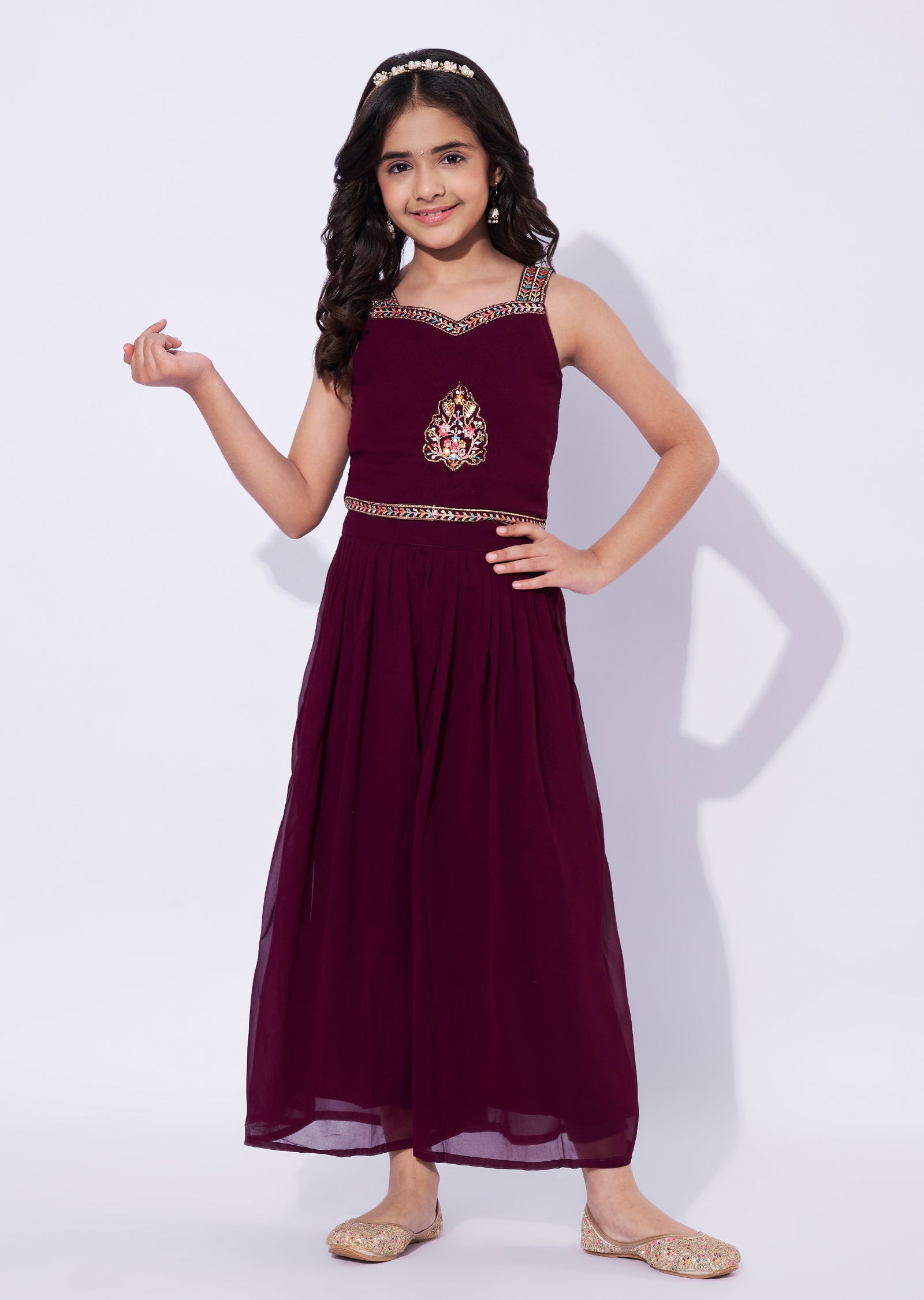 Wine Girls Sharara Set