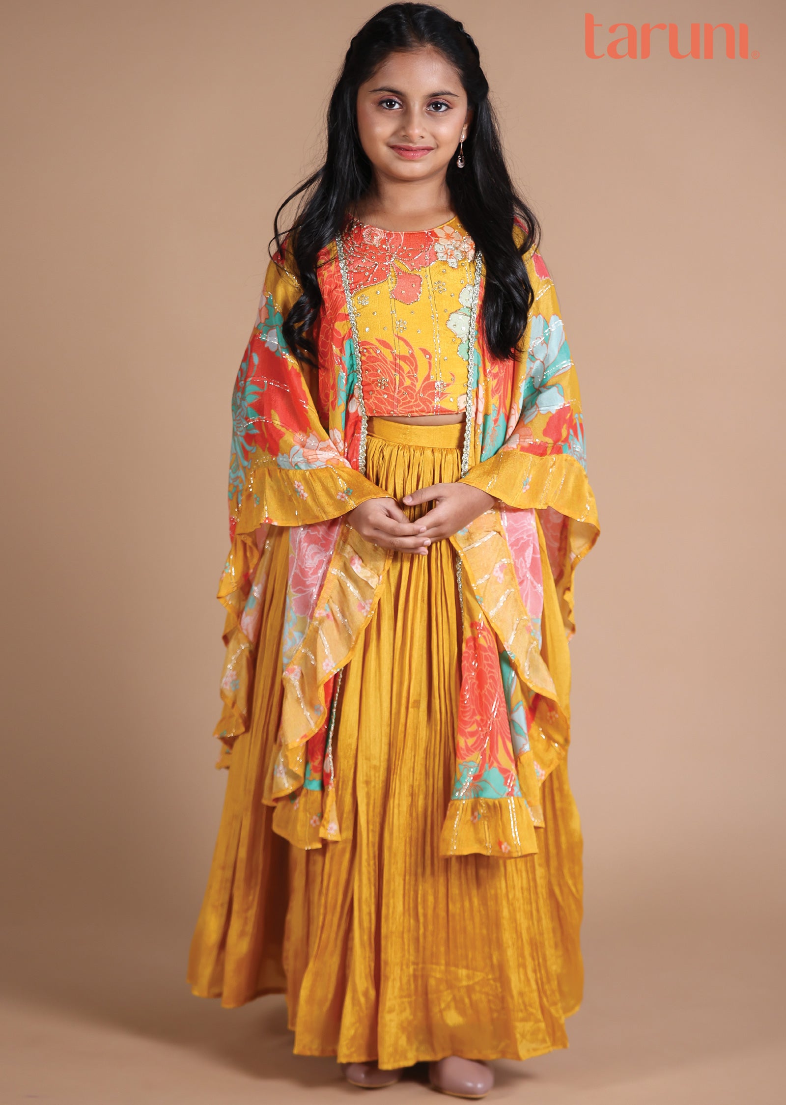 Mustard Chinnon Kids lehenga