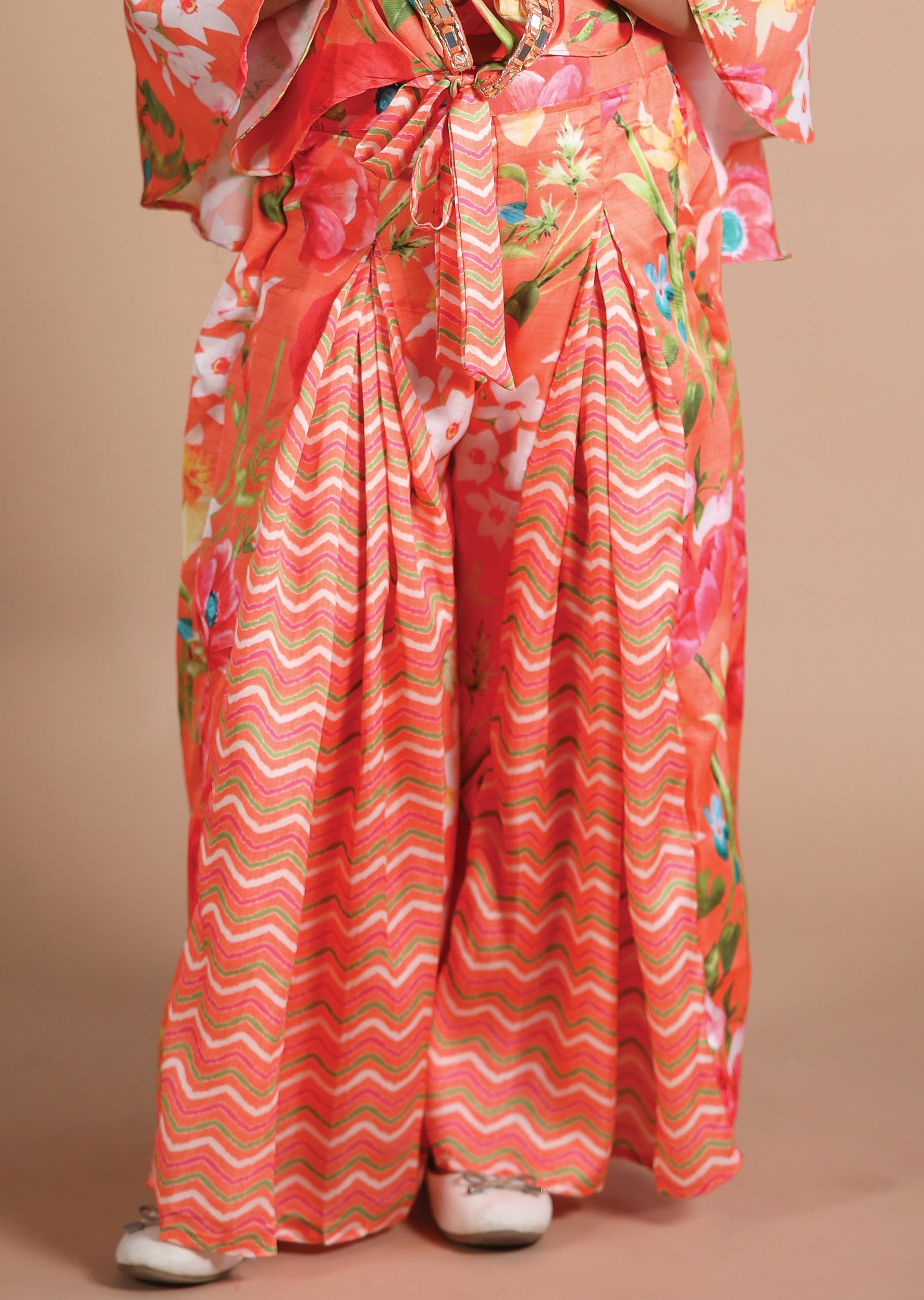 Orange Silk Kids Shararas Ghararas