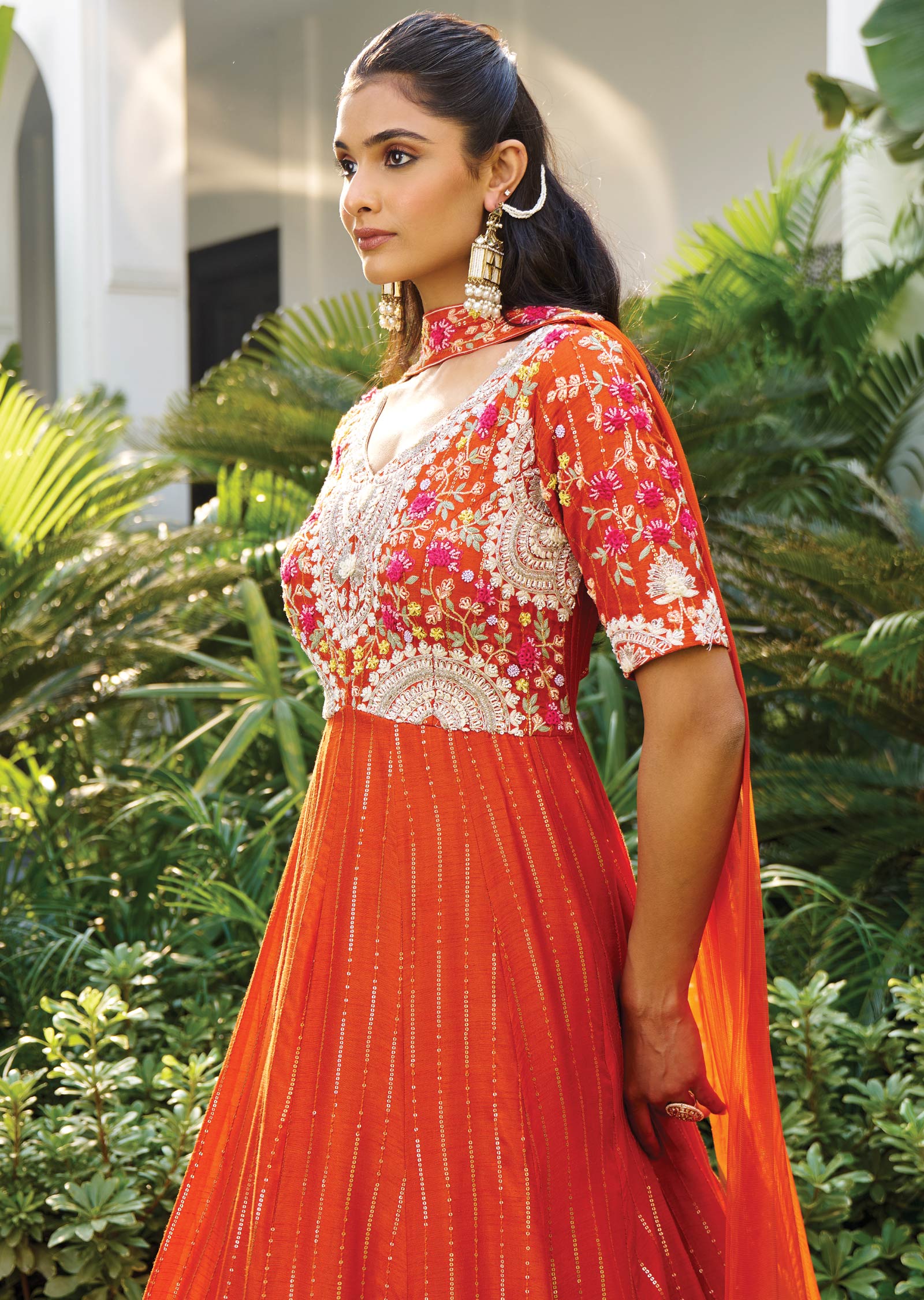 Orange Silk Anarkali Suit