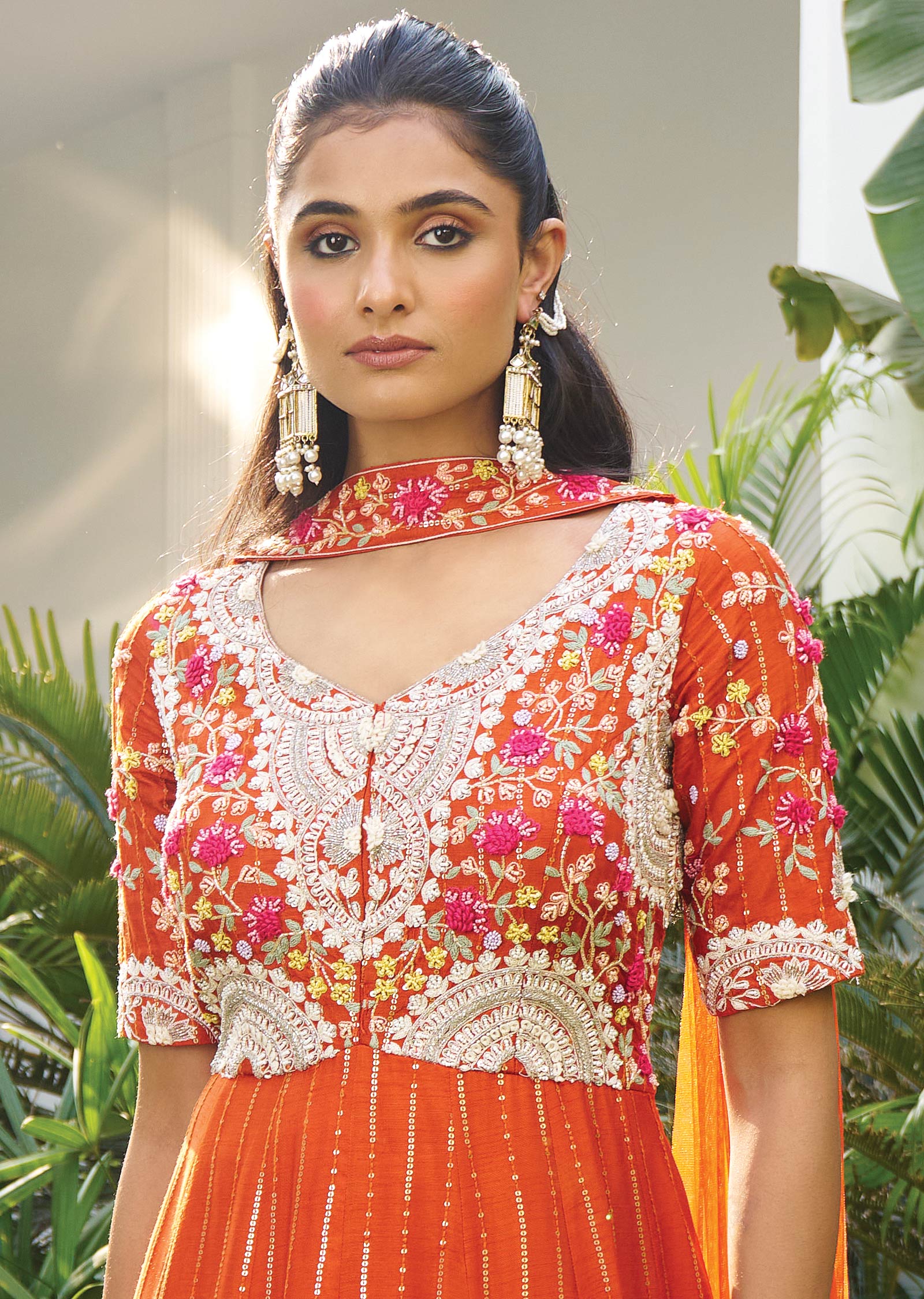 Orange Silk Anarkali Suit