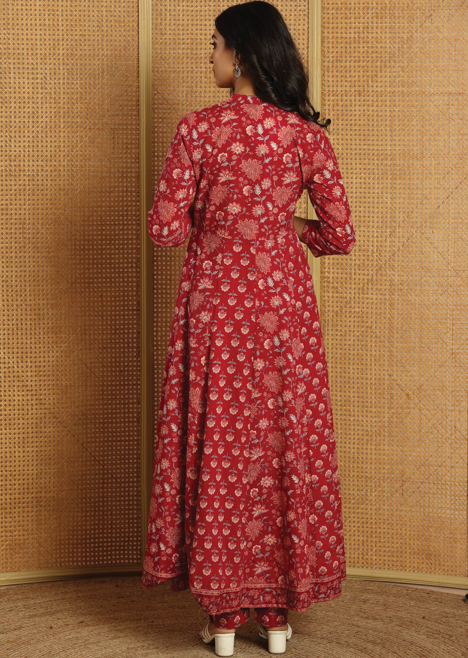Magenta Cotton Anarkali Suit