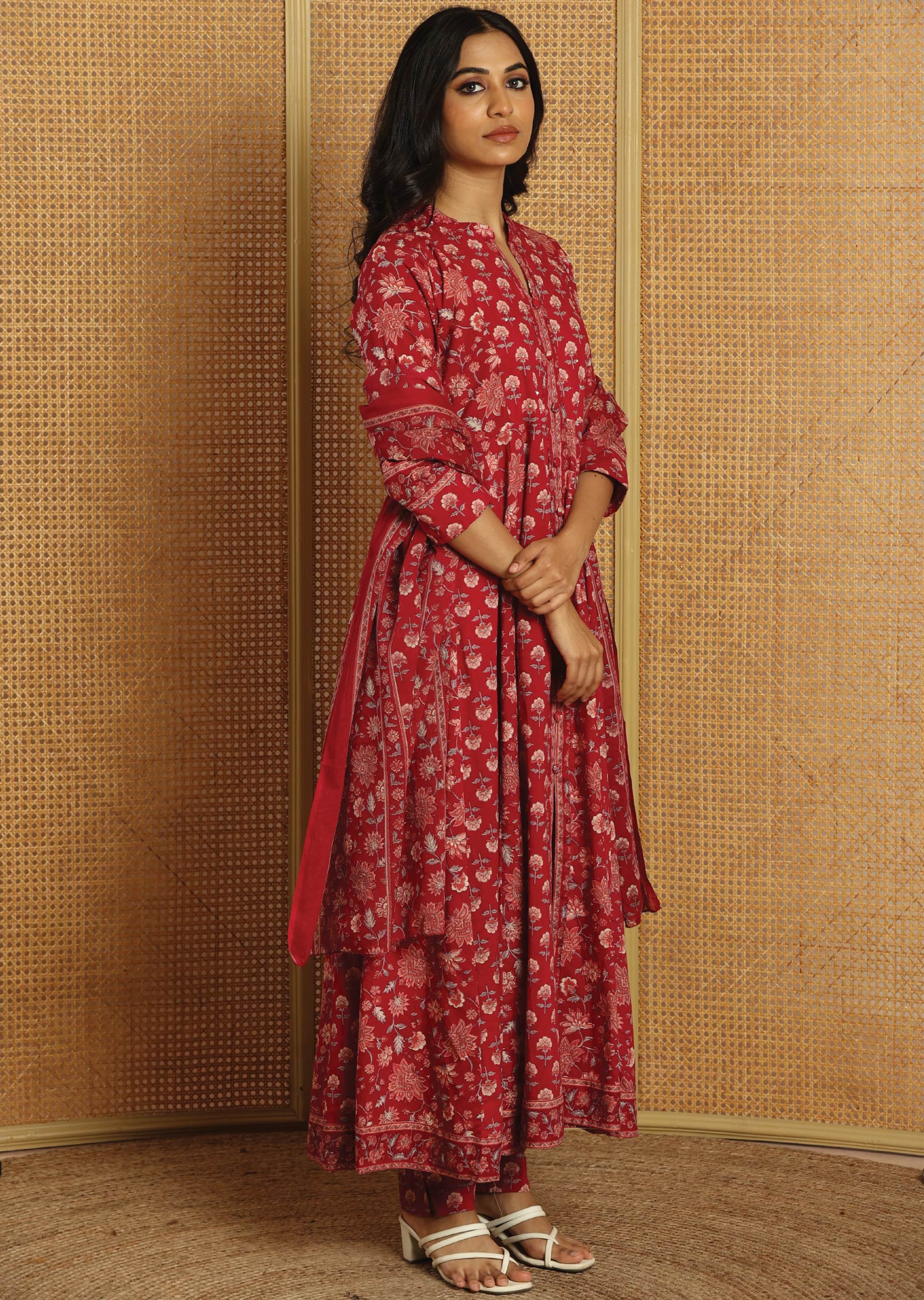 Magenta Cotton Anarkali Suit