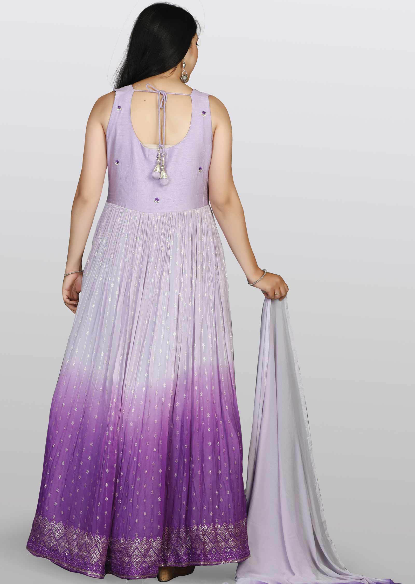 Lavender/Purple Georgette Zardosi & Embroidered Anarkali