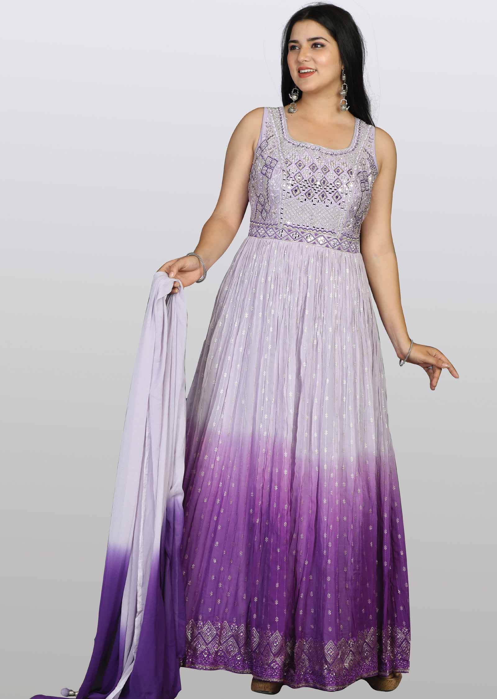 Lavender/Purple Georgette Zardosi & Embroidered Anarkali