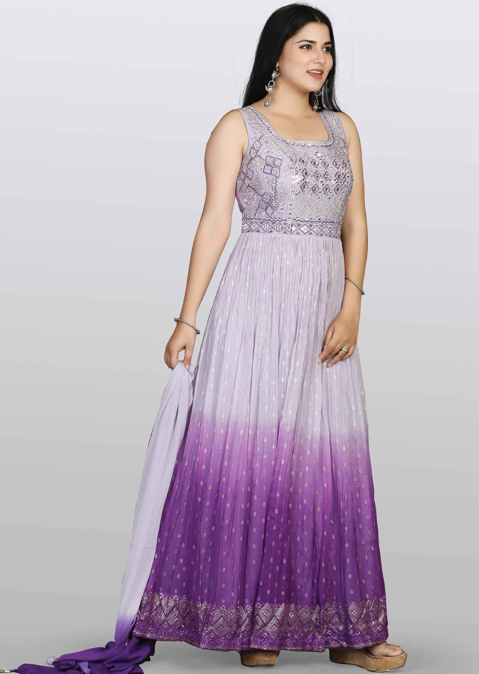 Lavender/Purple Georgette Zardosi & Embroidered Anarkali