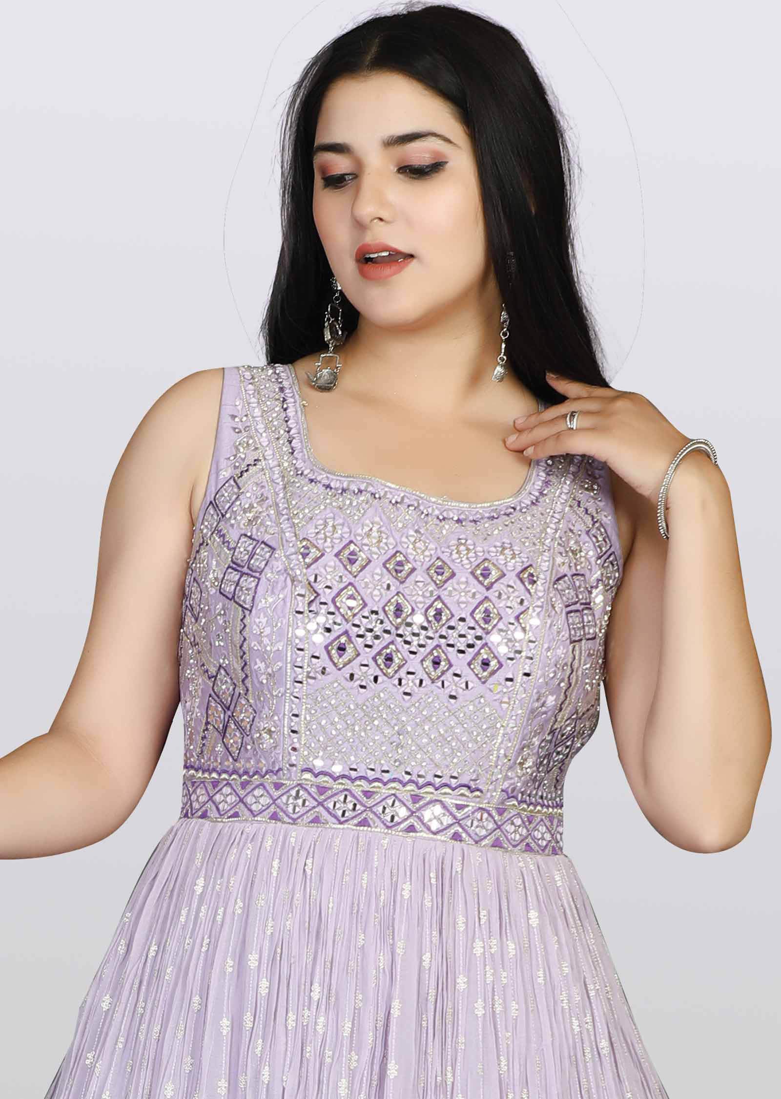 Lavender/Purple Georgette Zardosi & Embroidered Anarkali