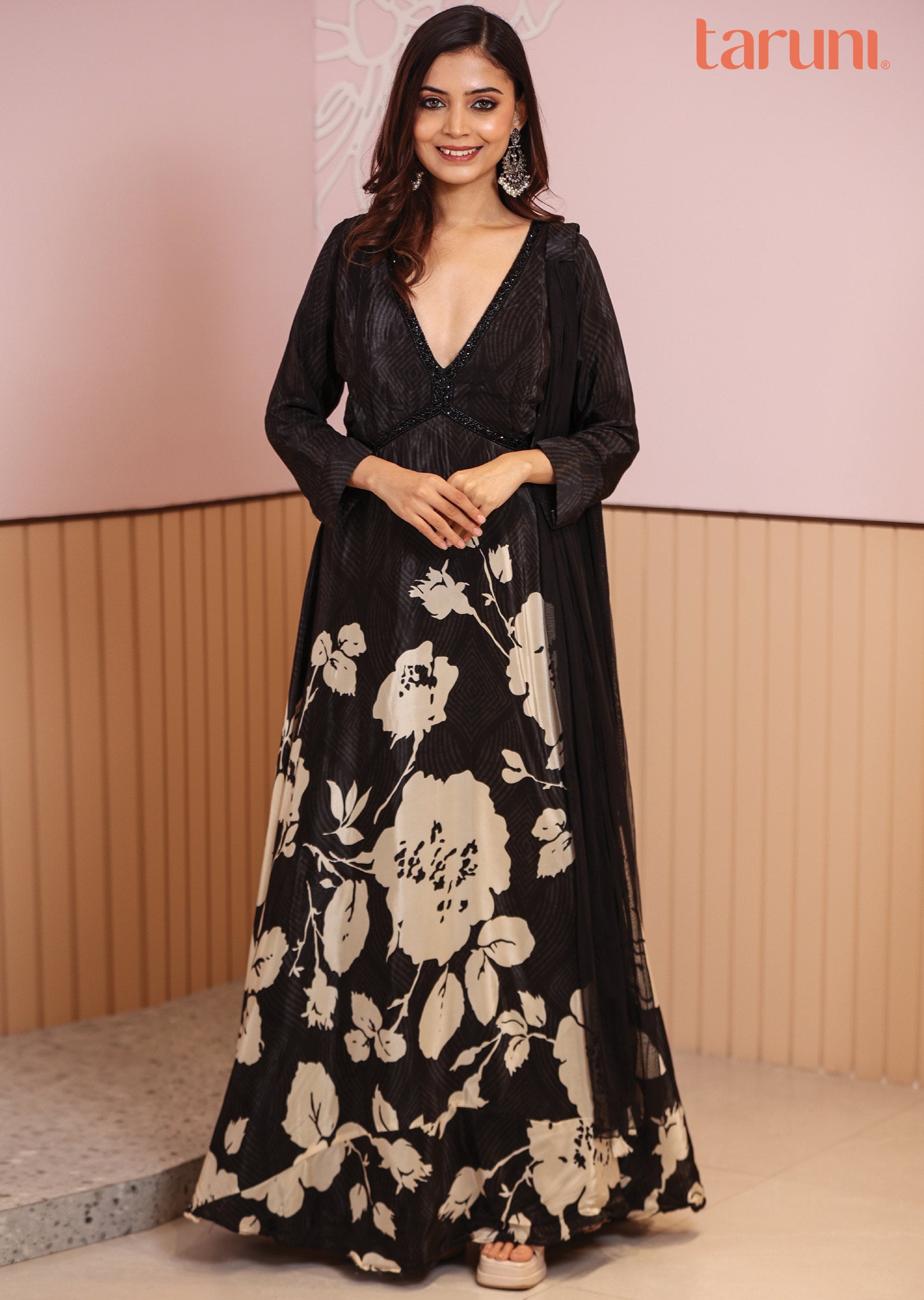 Black Crepe Printed Alia cut anarkali Black Crepe Printed Alia cut anarkali