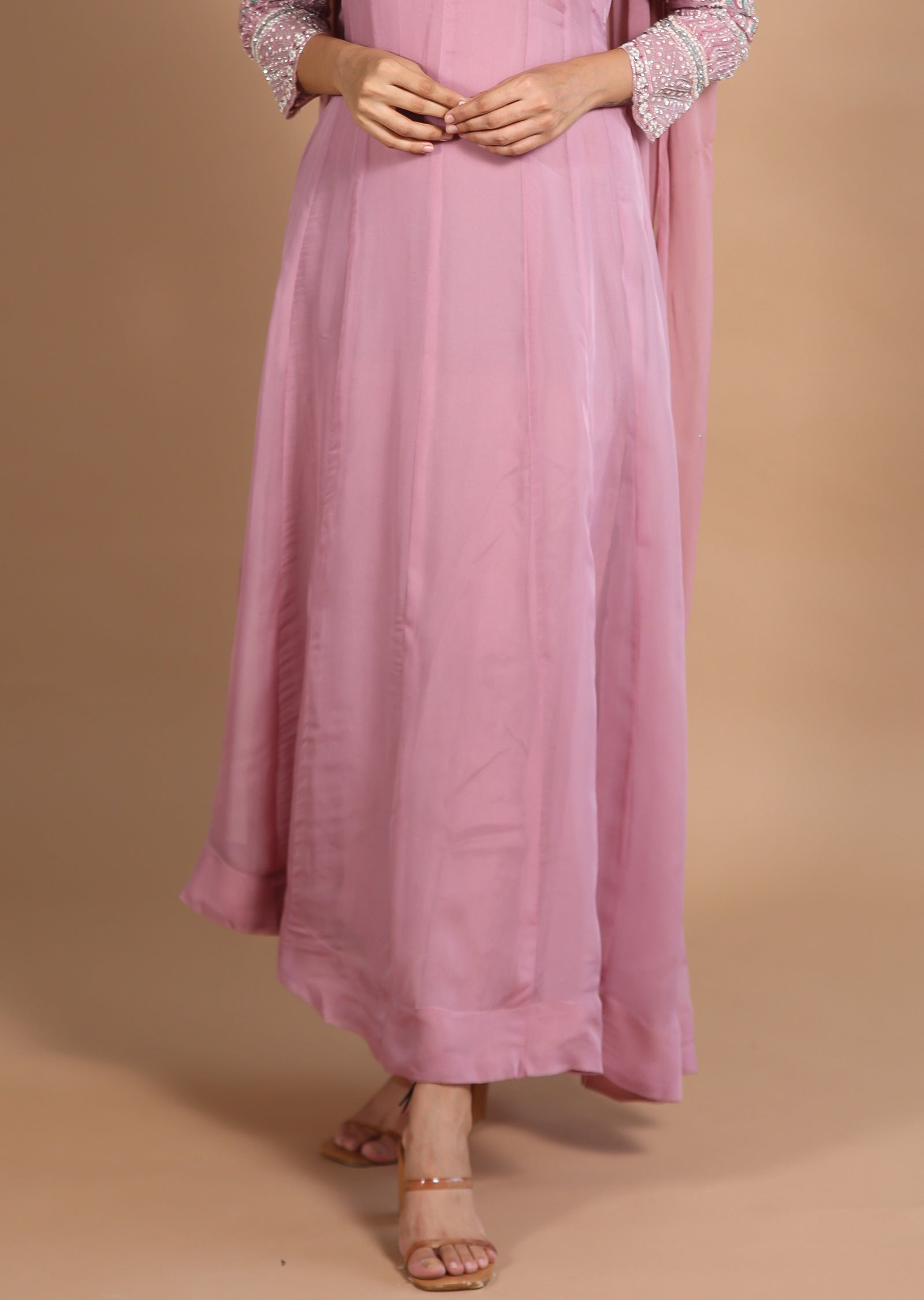 Onion Pink Organza Anarkali
