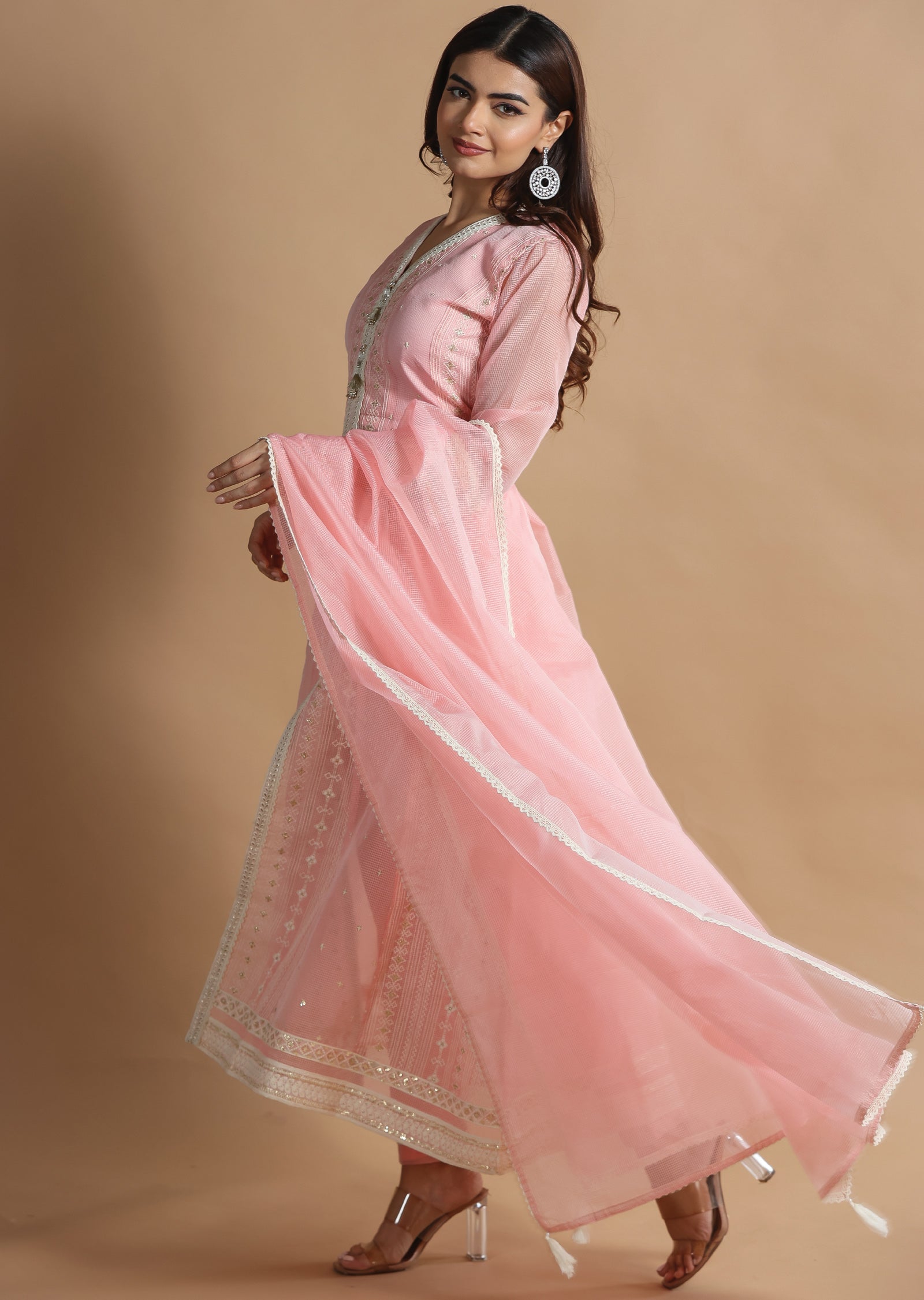 Peach Kotha Anarkali