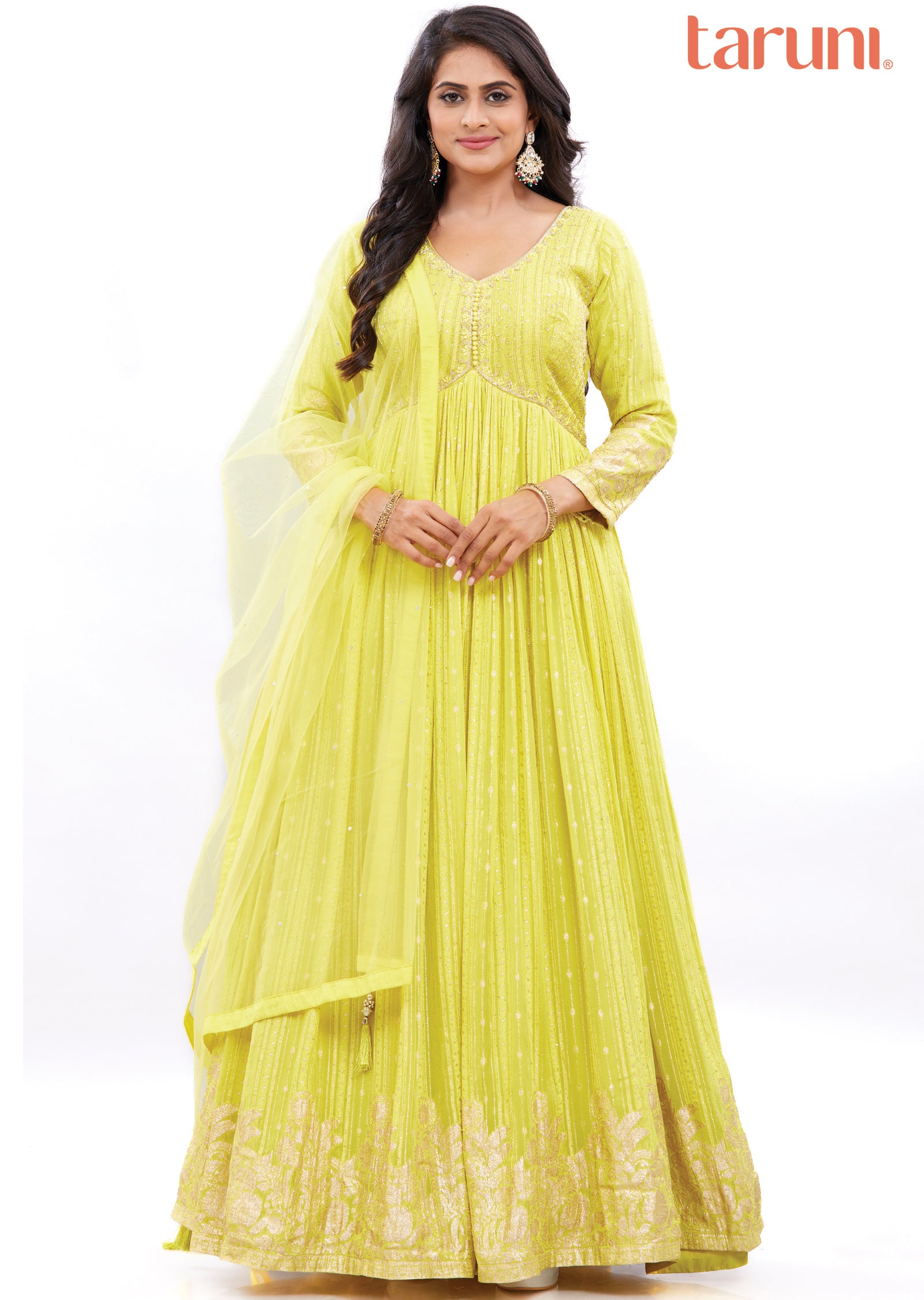 slim fit dress slacks Golden Anarkali Suit Set In Tissue Silk – Suti Rang