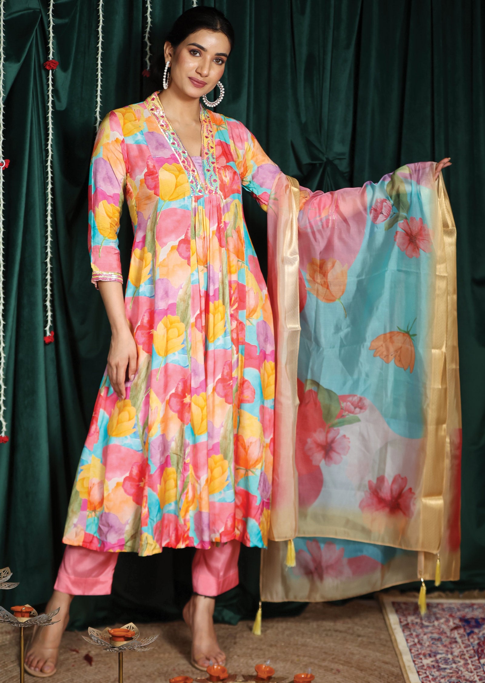 Multi Color Muslin Anarkali